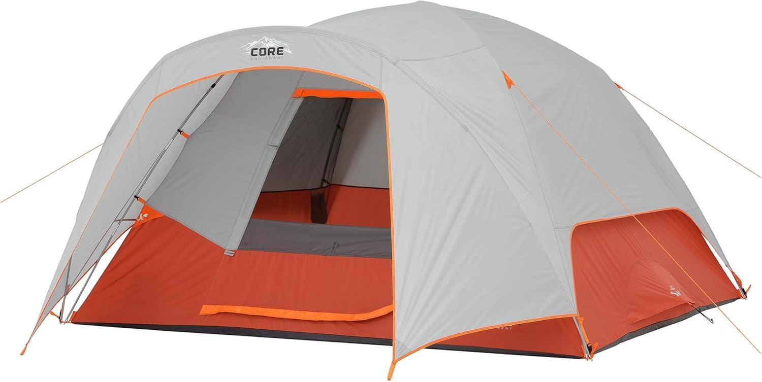 Gray and Orange 6-Person Three-Season Dome Tent with Vestibule