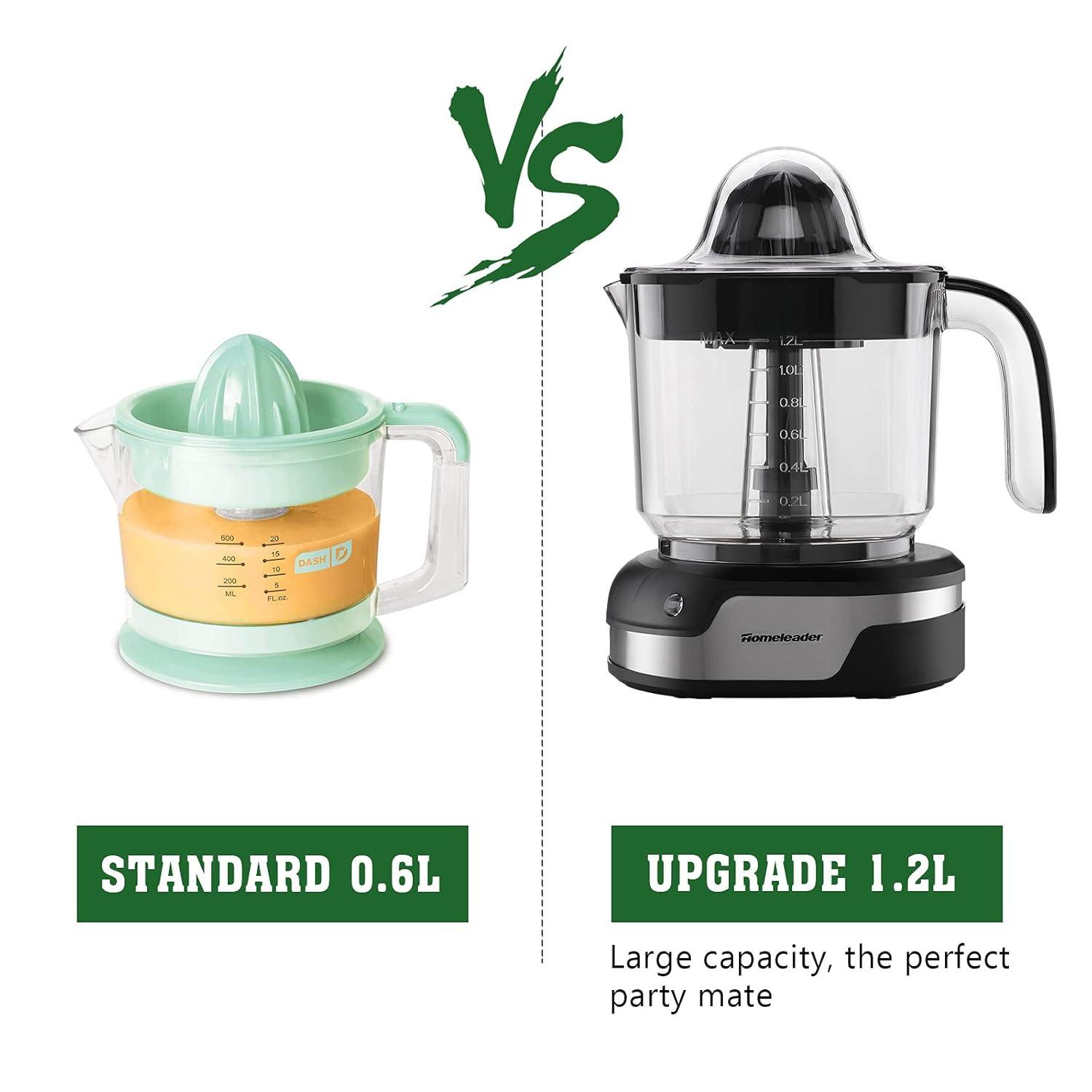 Homeleader Upgraded Orange Juicer, Stainless Steel Citrus Press for Effortless Orange & Lemon Juice, Portable & Easy Clean, Essential for Healthy Juicing, Black,1.2L