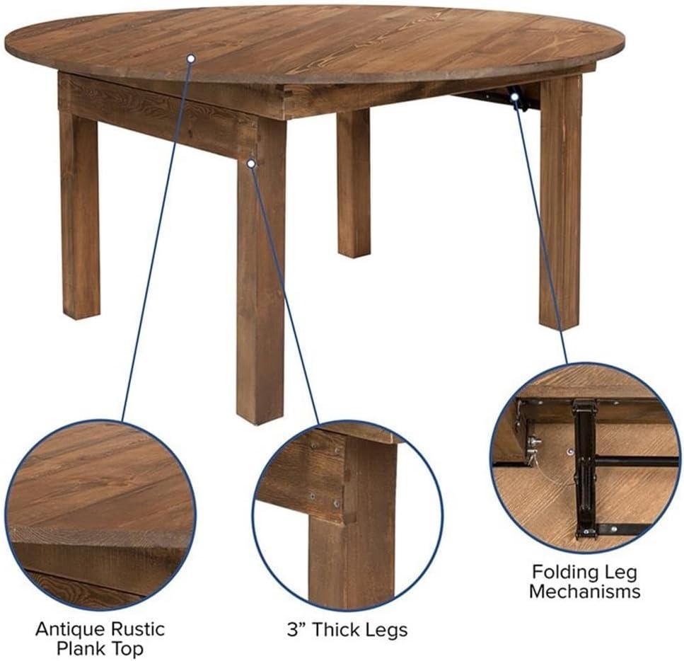 Flash Furniture HERCULES Series Round Dining Table | Farm Inspired, Rustic & Antique Pine Dining Room Table