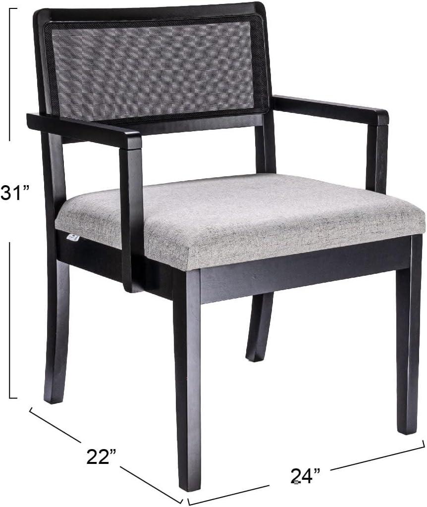 Creative Co-Op Crawford Mid-Century Modern Eucalyptus Wood Arm Chair W/ Cane Back and Velvet Upholstered Seat Cushion,Dark Blue