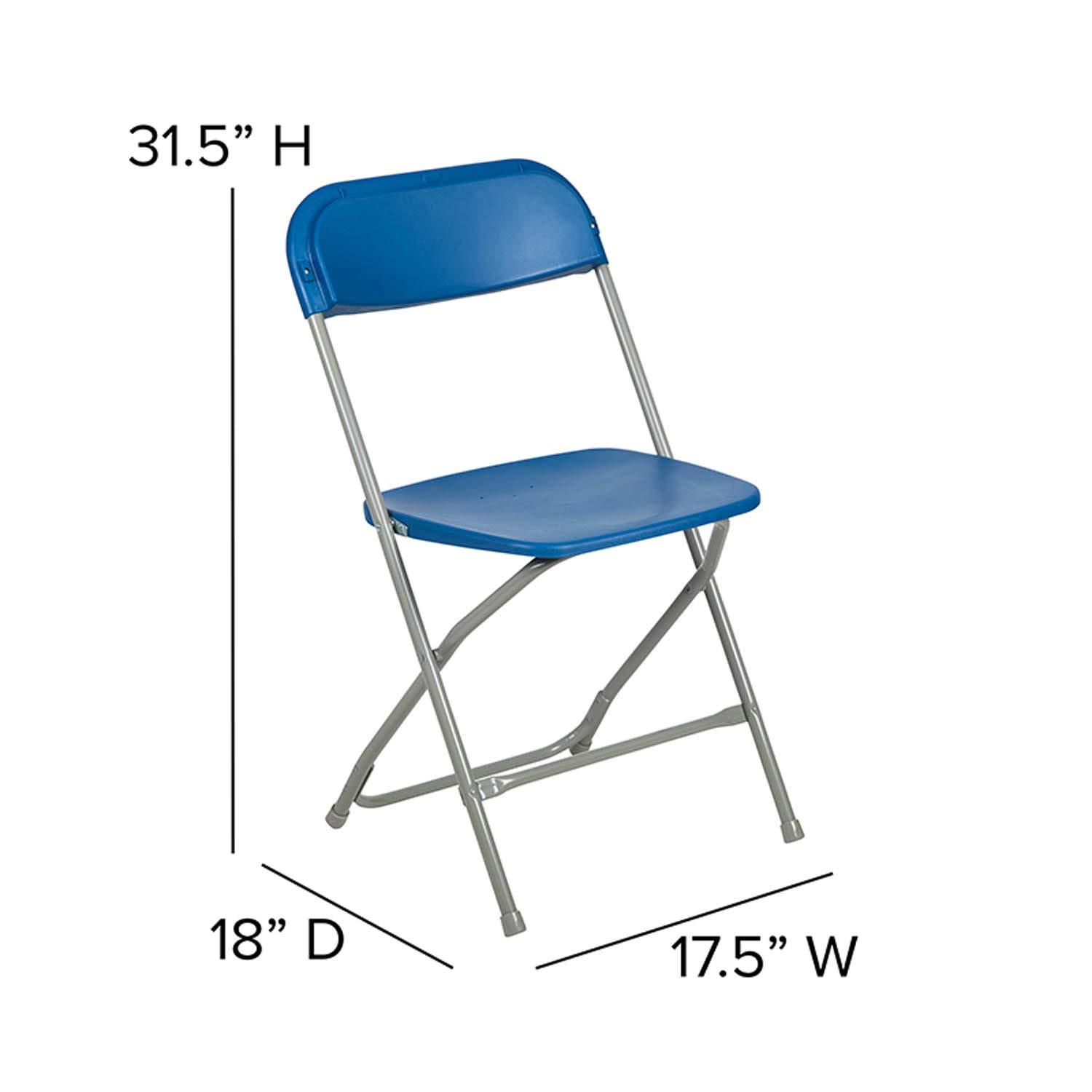 Flash Furniture Hercules Series Plastic Folding Chair Blue - 10 Pack 650LB Weight Capacity Comfortable Event Chair-Lightweight Folding Chair