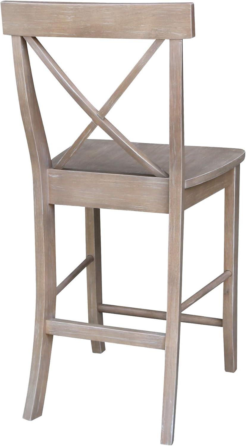 X Back Stool Washed Gray/Taupe - International Concepts