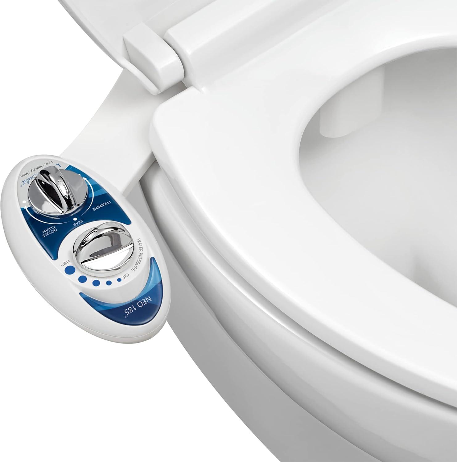 NEO 185 Mechanical Bidet Attachment Blue - LUXE Bidet: Ceramic & Metal, Easy Install, Hygienic Toilet Seat Kit