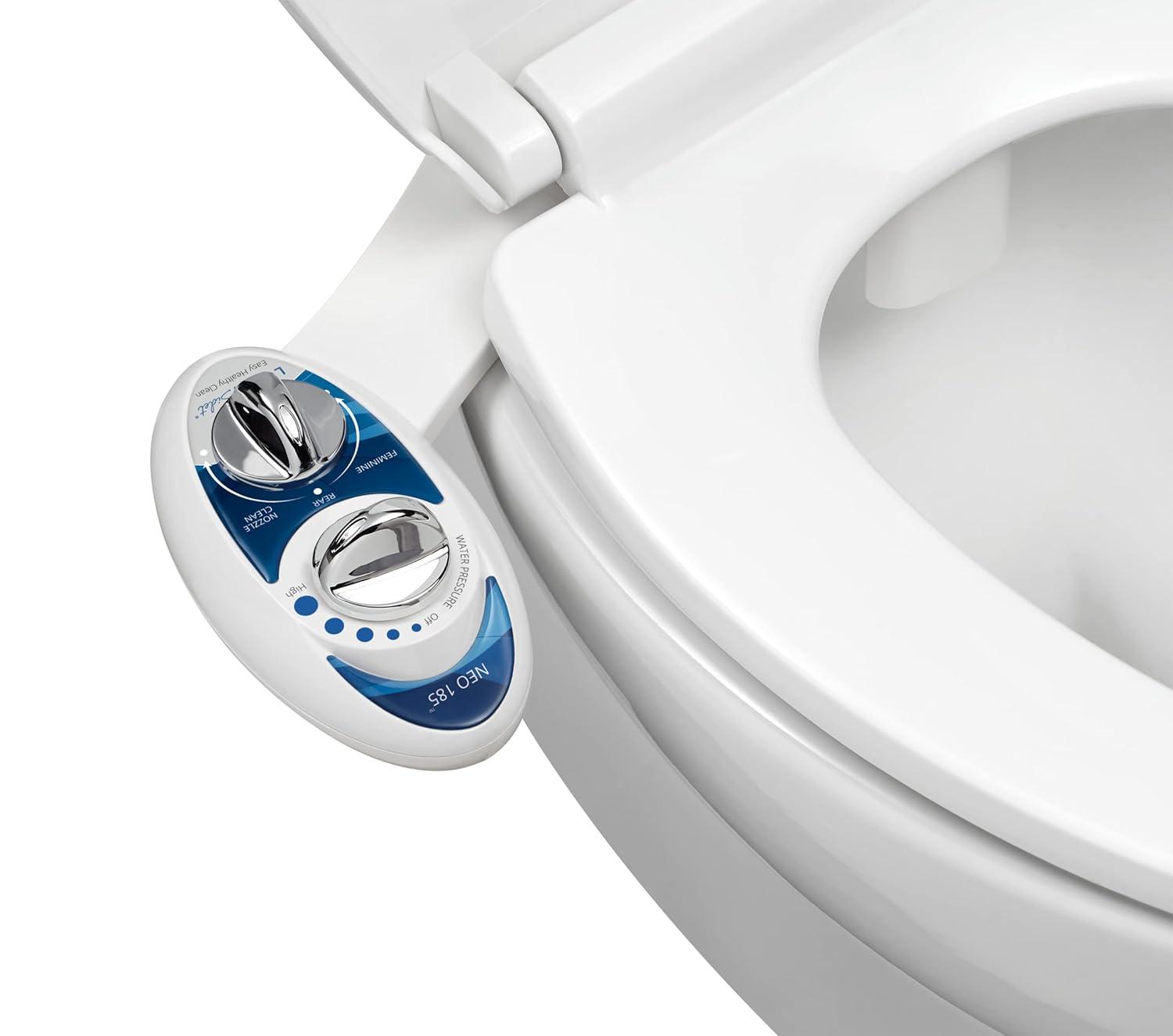 NEO 185 Mechanical Bidet Attachment Blue - LUXE Bidet: Ceramic & Metal, Easy Install, Hygienic Toilet Seat Kit
