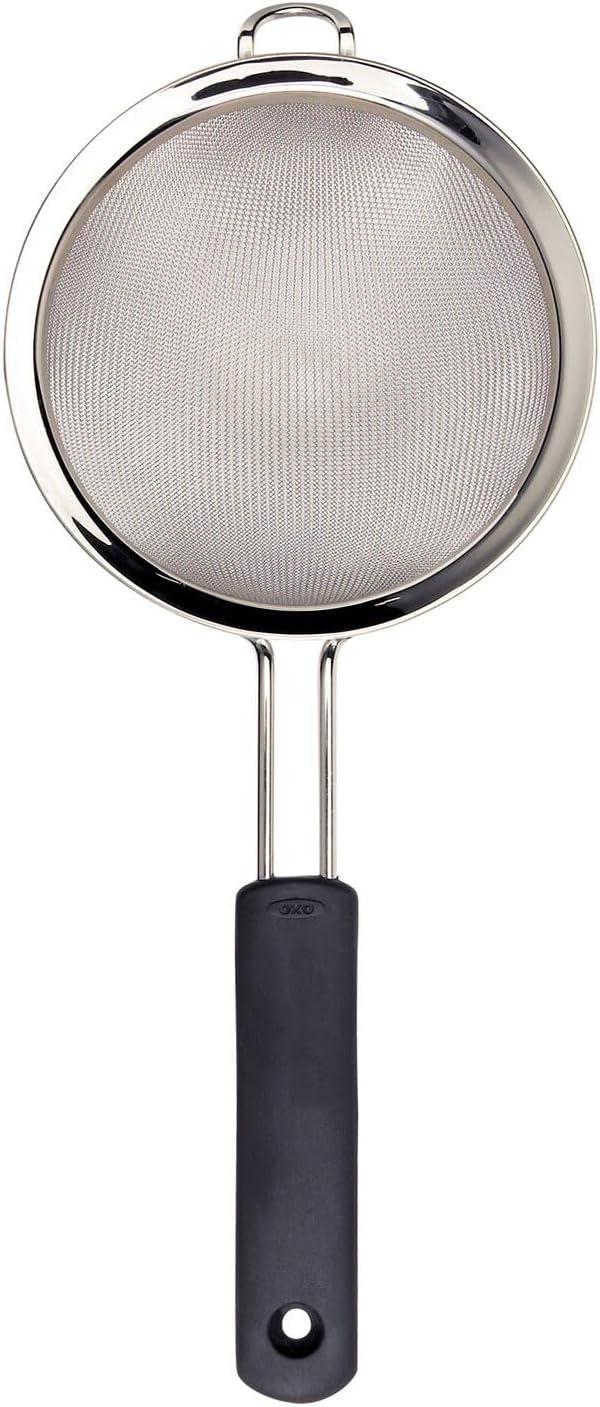 8-Inch Stainless Steel Fine Mesh Strainer with Black Handle