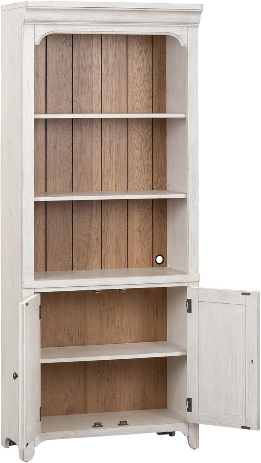 78 in. White and Chestnut Adjustable Farmhouse Bookcase