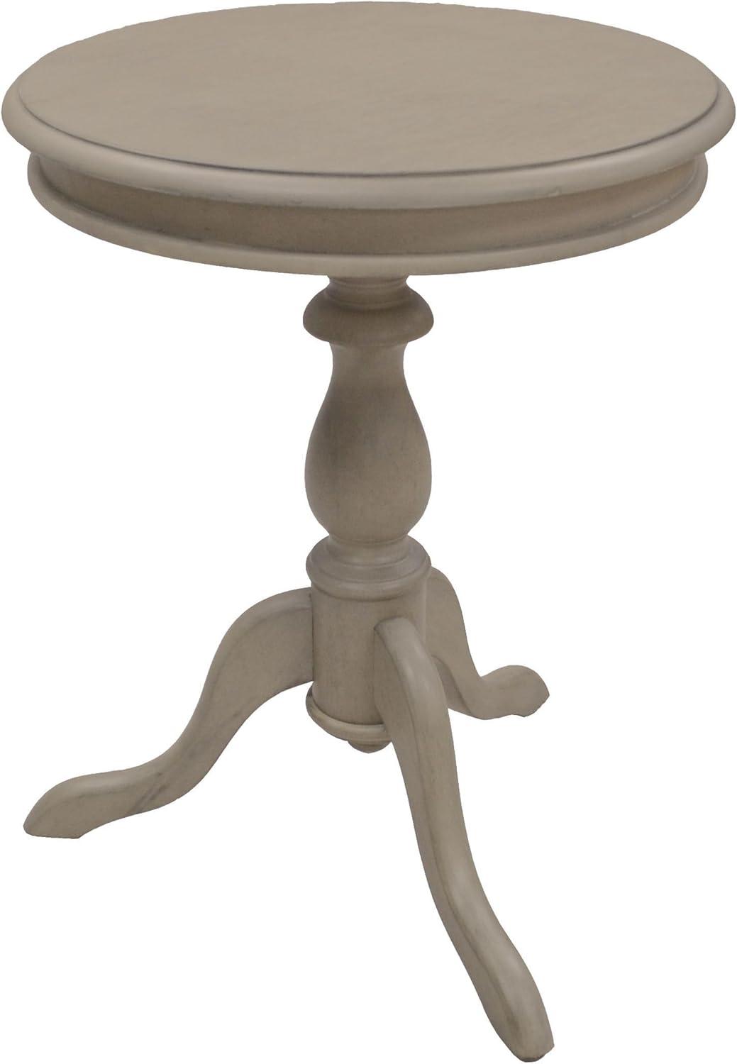 Carolina Living Paloma Accent Table - Weathered Gray and Table: Solid Wood, Round Pedestal Base, 25.25" Height