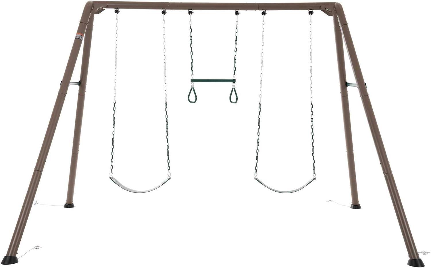 Lifetime Kids 7.3 ft. High Metal Swing Set with Belt Swings (90952)
