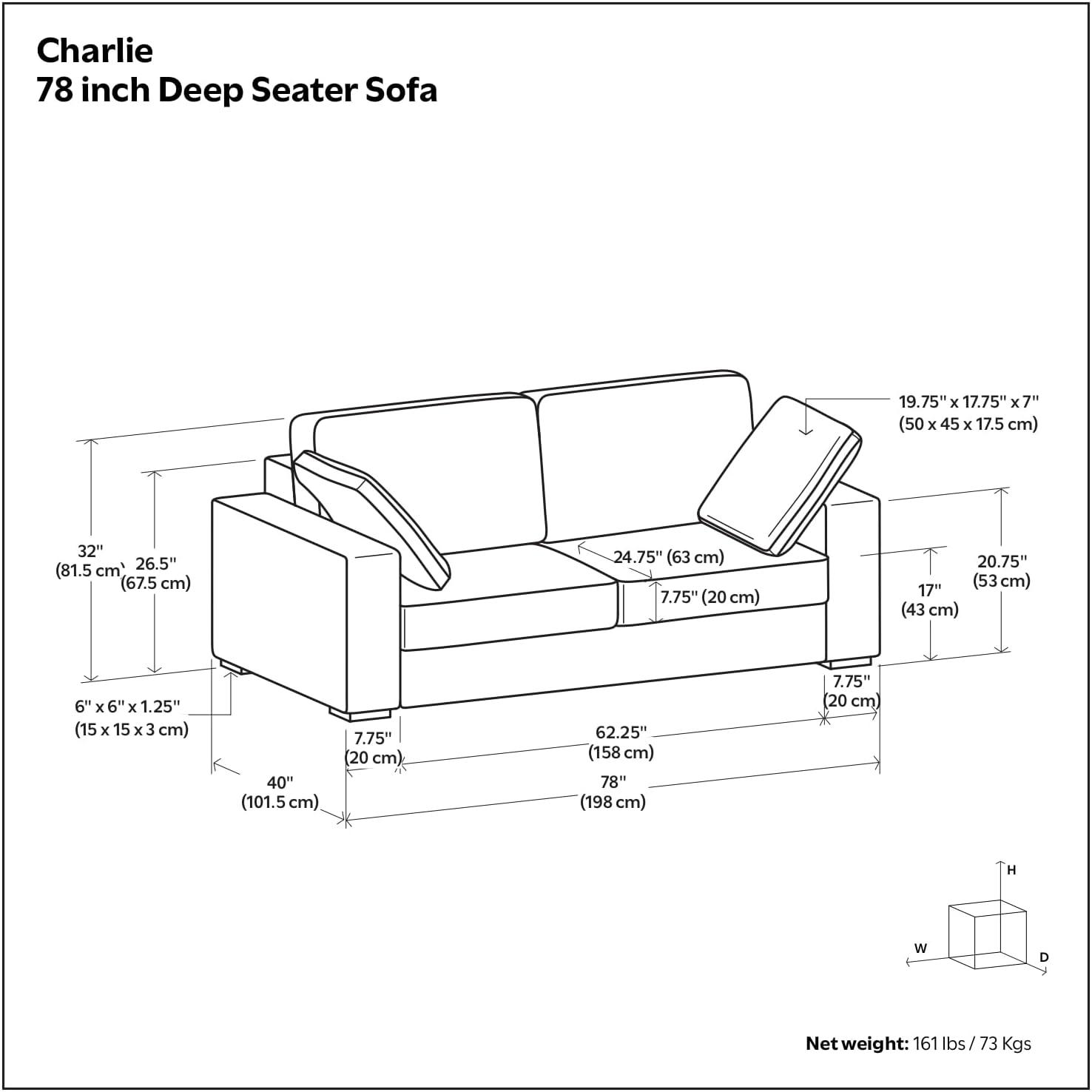 AllModern Tatum Deep Seater Sofa, Performance Fabric Couch for Living Room, Stain-Resistant Contemporary Sofa