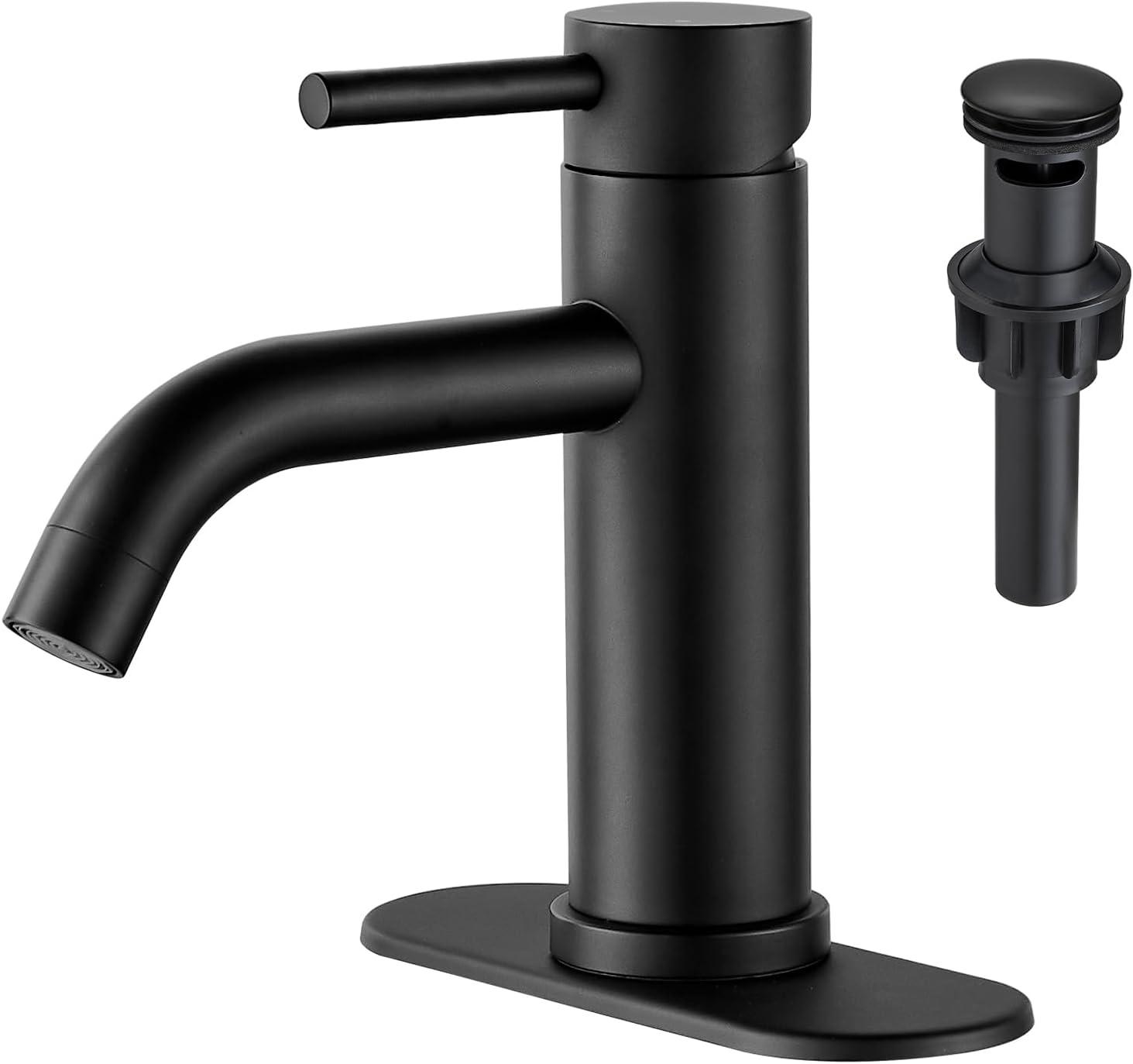 Matte Black Modern Single Handle Bathroom Faucet