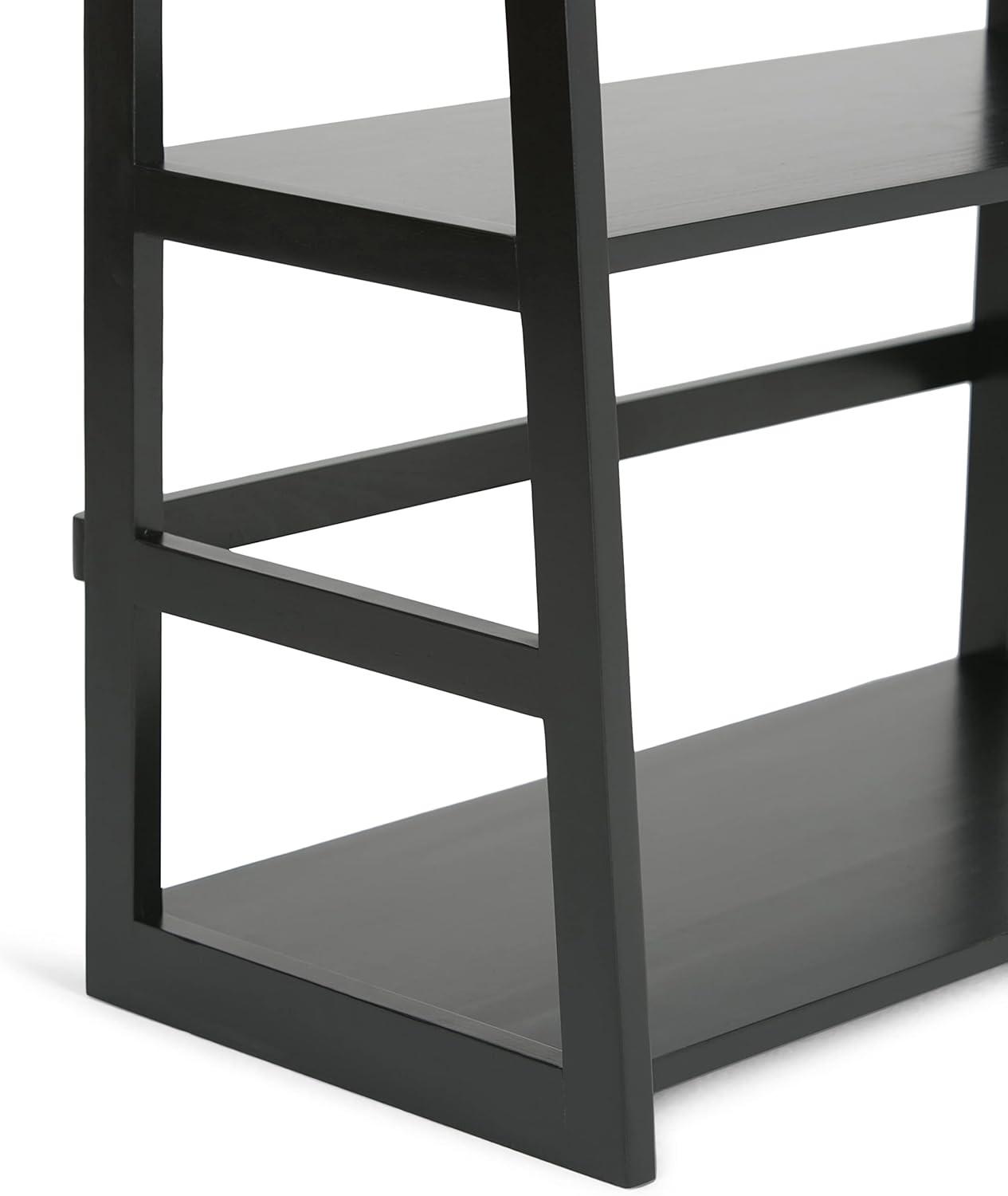 Acadian Solid Wood 30" Transitional Black Ladder Shelf