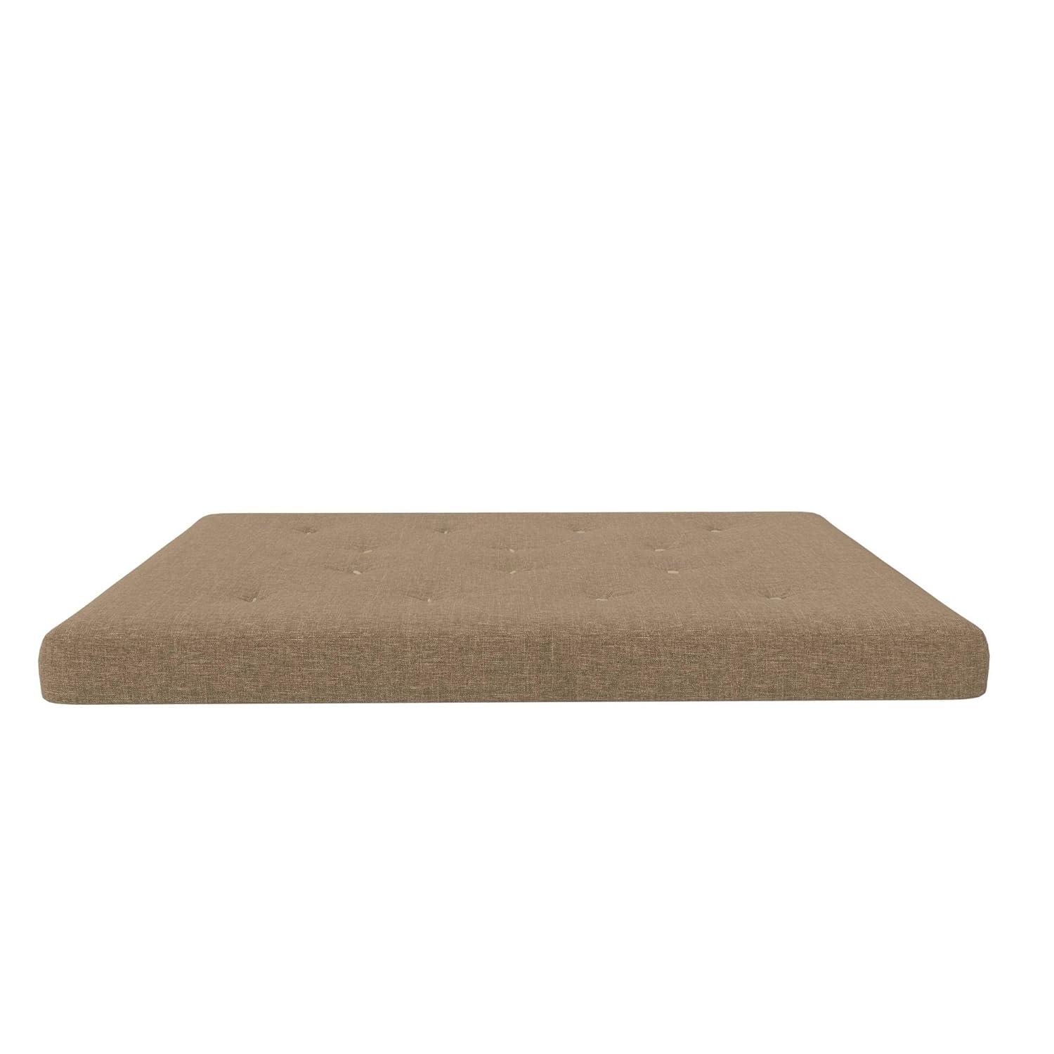 DHP Trule 6-Inch Bonnell Coil Futon Mattress, Polyester Linen, Full, Tan
