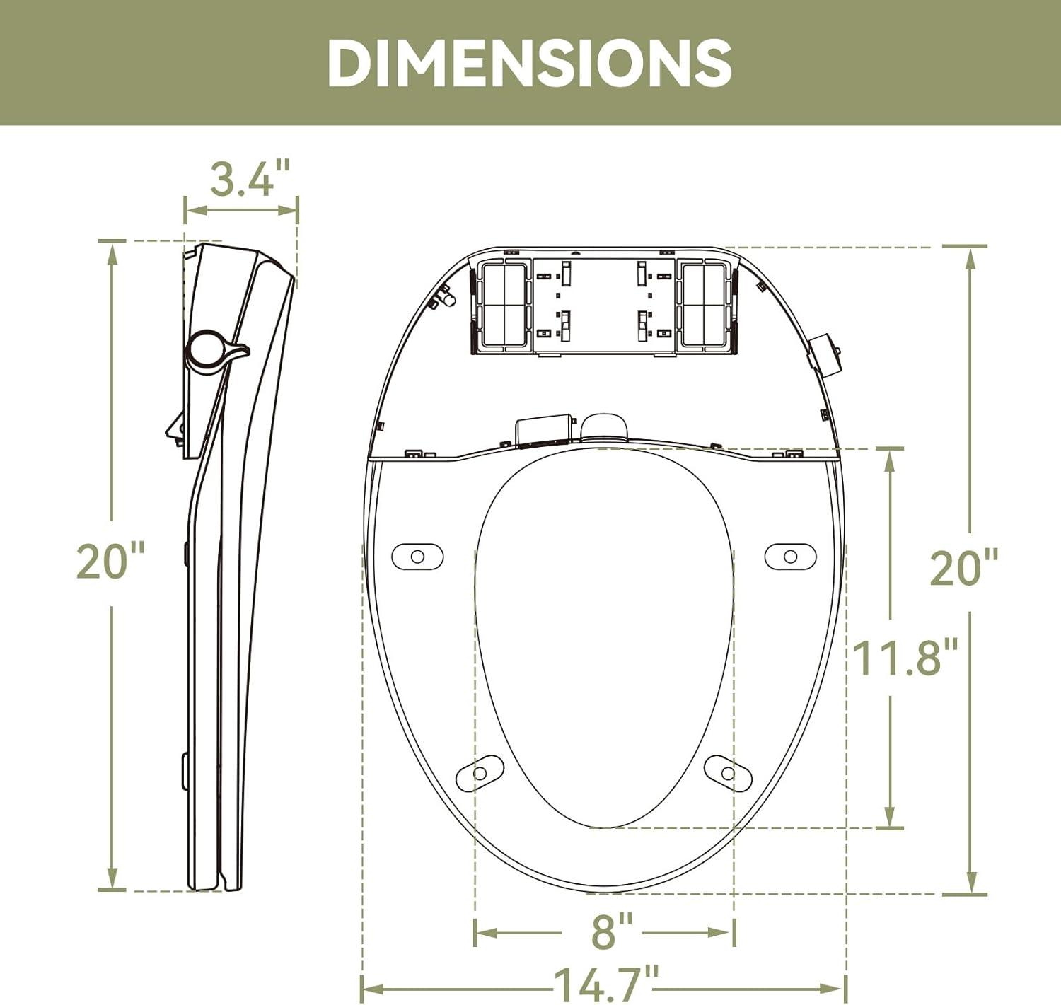 One Piece Toilet with Non-Electric Bidet Toilet Seat, Elongated ADA Chair Height Toilets with Adjustable Nozzles Seat, Powerful Dual Flush & Soft Closing Seat Include, MAP 1000g