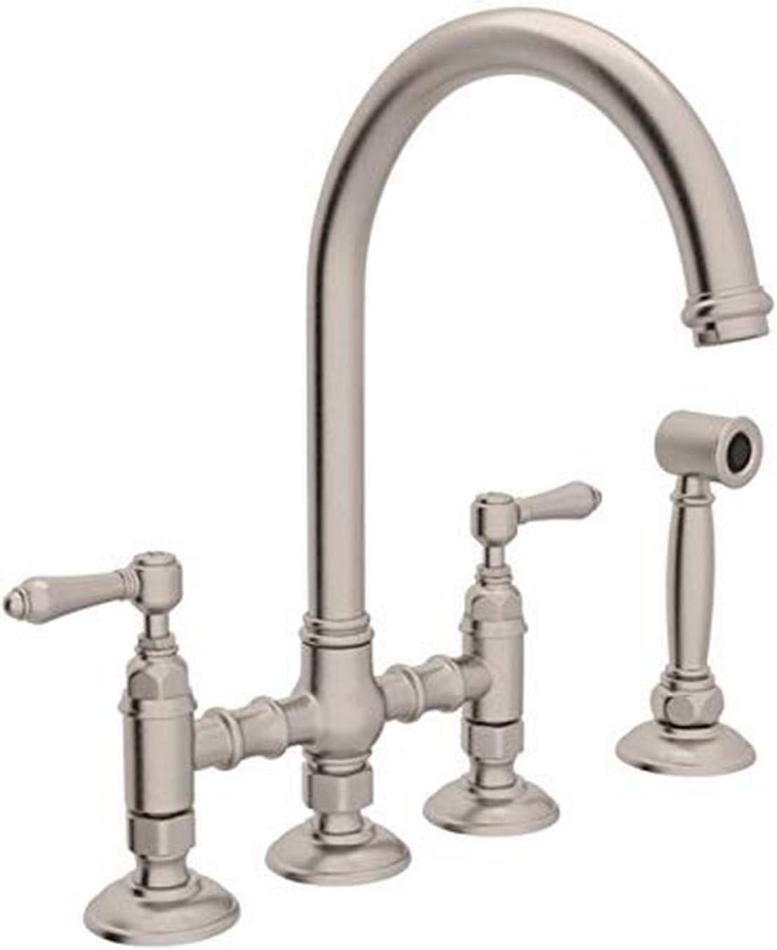 Polished Nickel Traditional Deck Mounted Kitchen Faucet with Side Spray