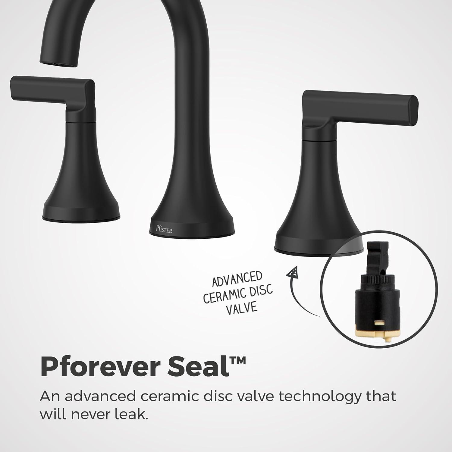 Vedra 8 in. Widespread Double Handle High Arc Bathroom Faucet with Drain Kit Included in Matte Black