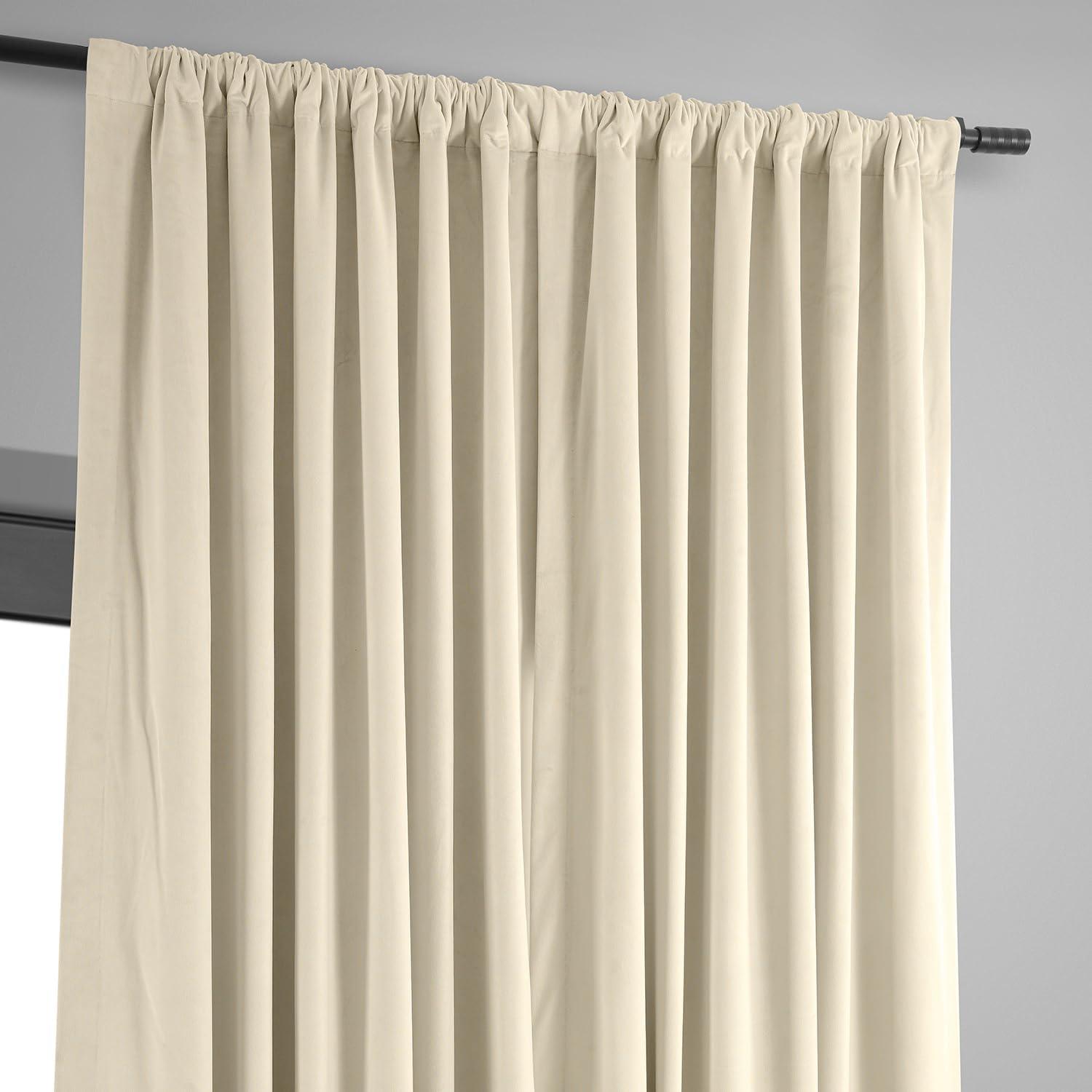 Half Price Drapes Signature Ivory Extra Wide Velvet Blackout Curtains (1 Panel), 100W X 120L