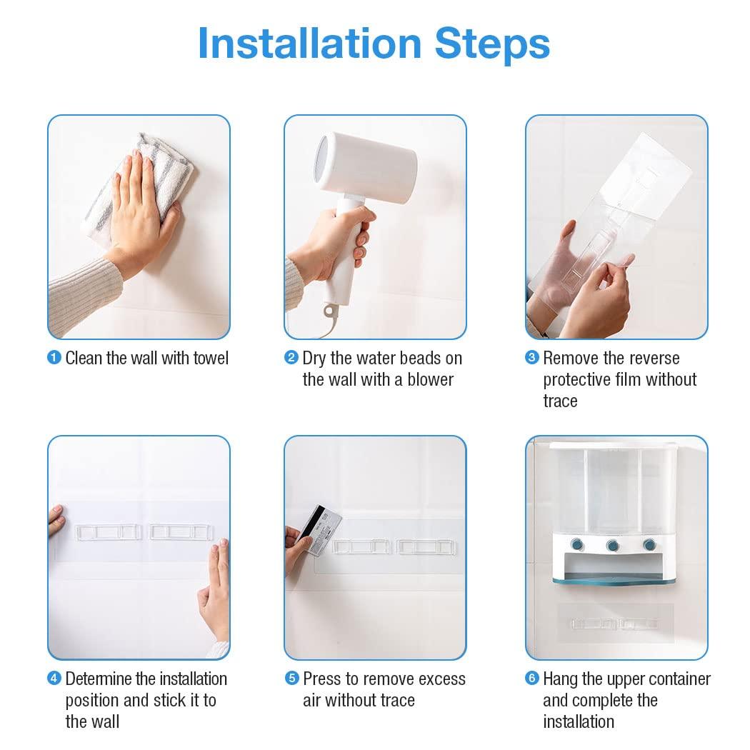 Conworld 3 Grid Wall-Mounted Dry Food Storage Container with Measuring Cups