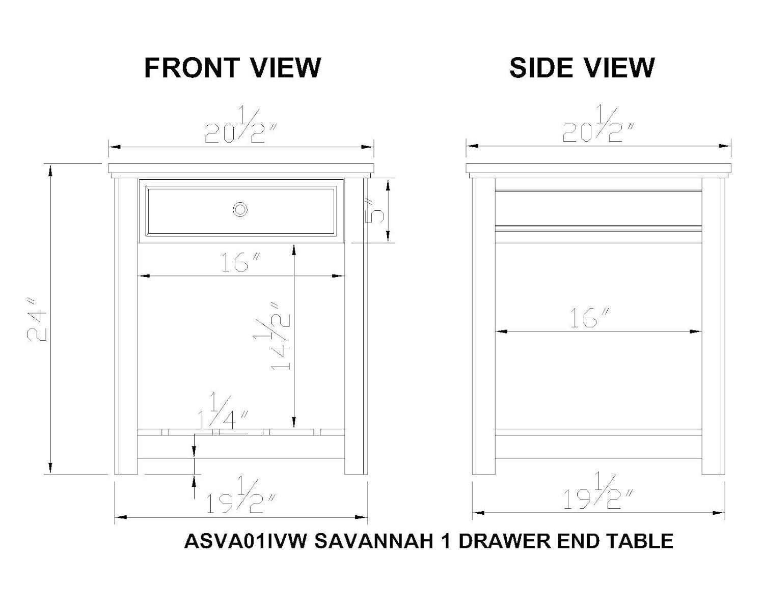 Savannah End Table Ivory with Natural Wood Top - Bolton Furniture