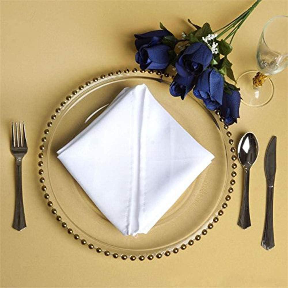 Charge it by Jay Beaded Rim Charger Plate 13” Decorative Glass Service Plate for Home, Professional Dining, Perfect for Upscale Events, Dinner Parties, Weddings, Banquets, Catering, Set of 4, Clear