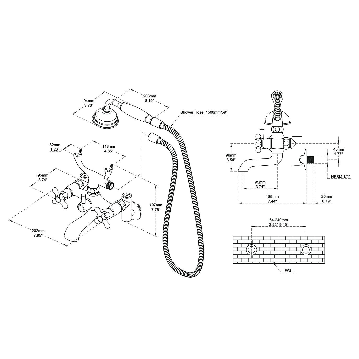 Wall Mounted Tub Spout