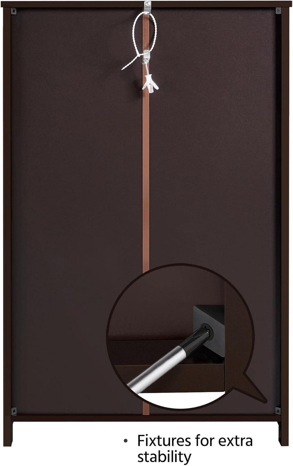 Espresso MDF Bathroom Floor Cabinet with Adjustable Shelving