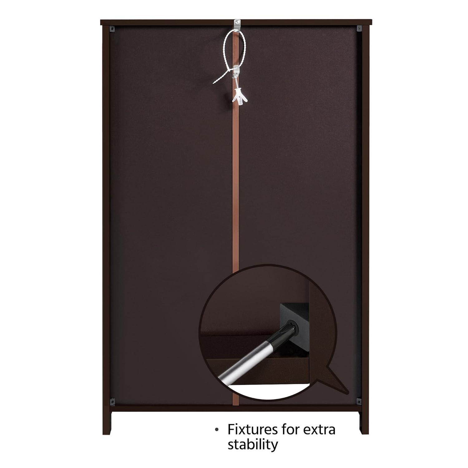 Espresso MDF Bathroom Floor Cabinet with Adjustable Shelving