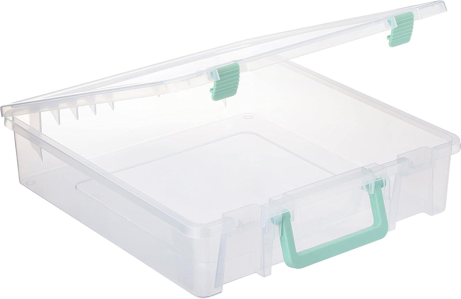 Clear Stackable Plastic Lidded Storage Boxes with Handles, 6-Pack