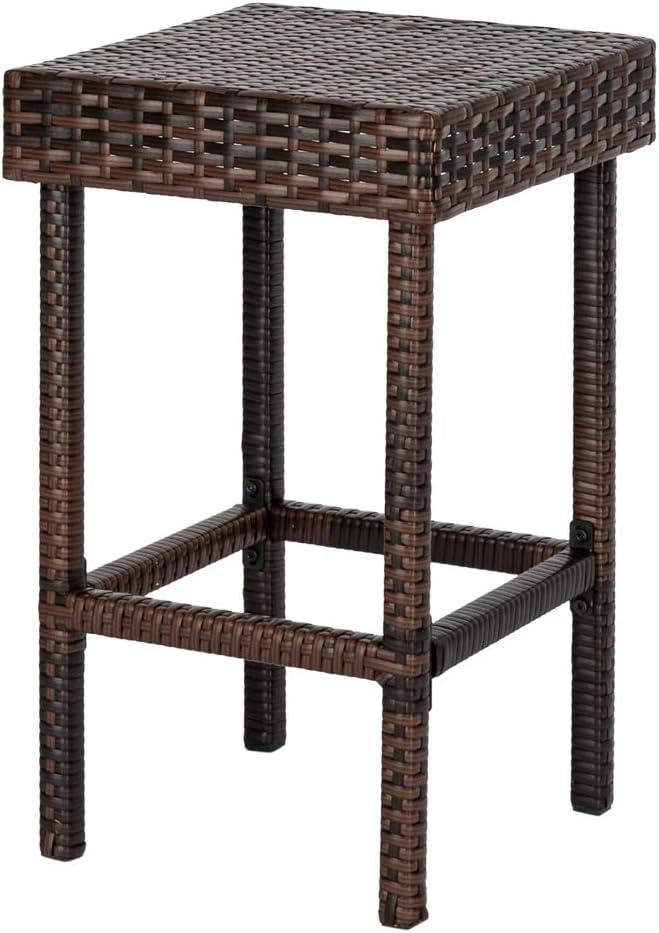 Hassch 24" Counter Height Rattan Wicker Bar Stools Set of 4, Bistro Pub Backless Barstools, Kitchen Dining Room Chairs, Indoor Outdoor Furniture (Brown)