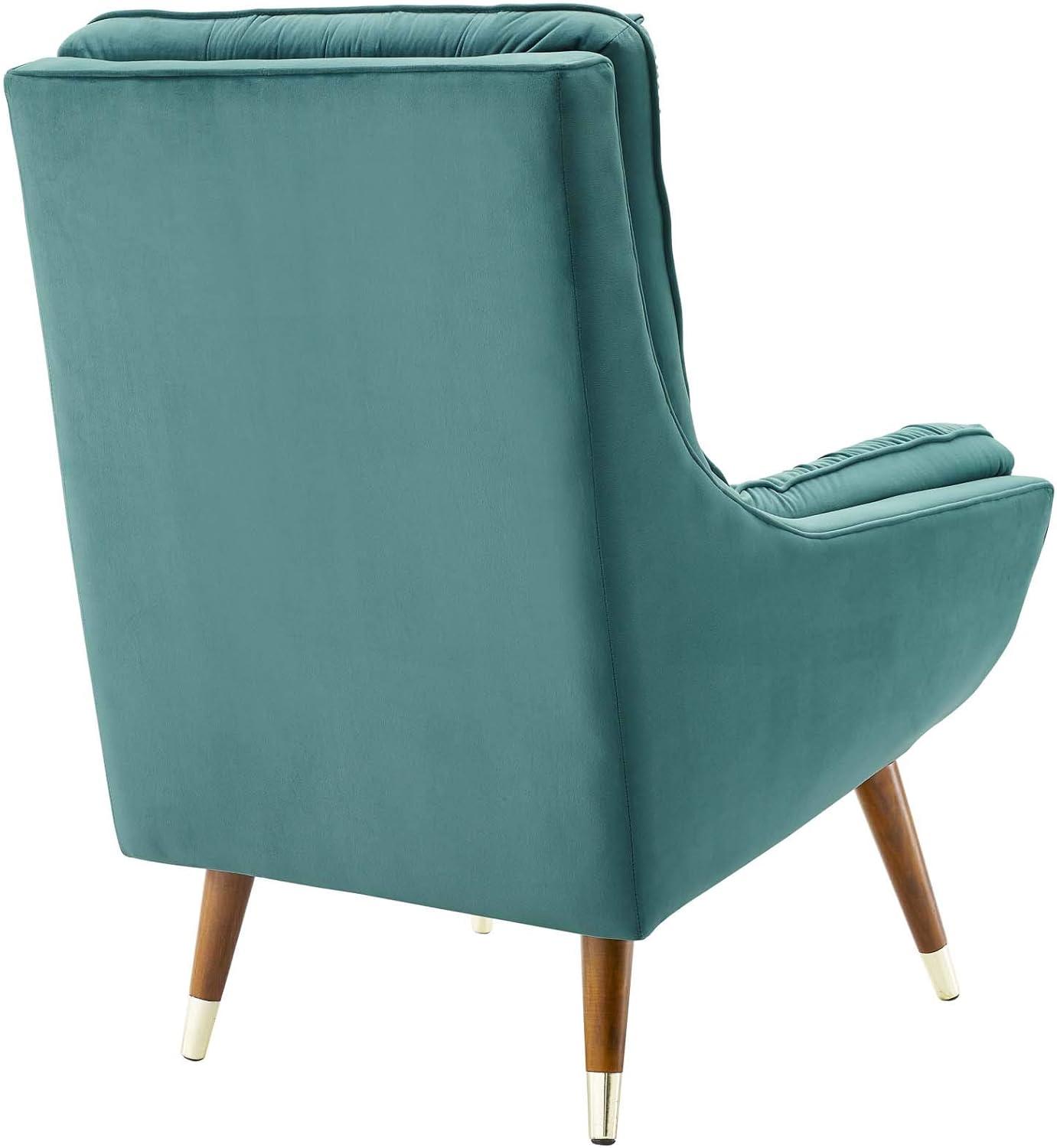 Modway Suggest Tufted Performance Velvet Lounge Chair in Teal