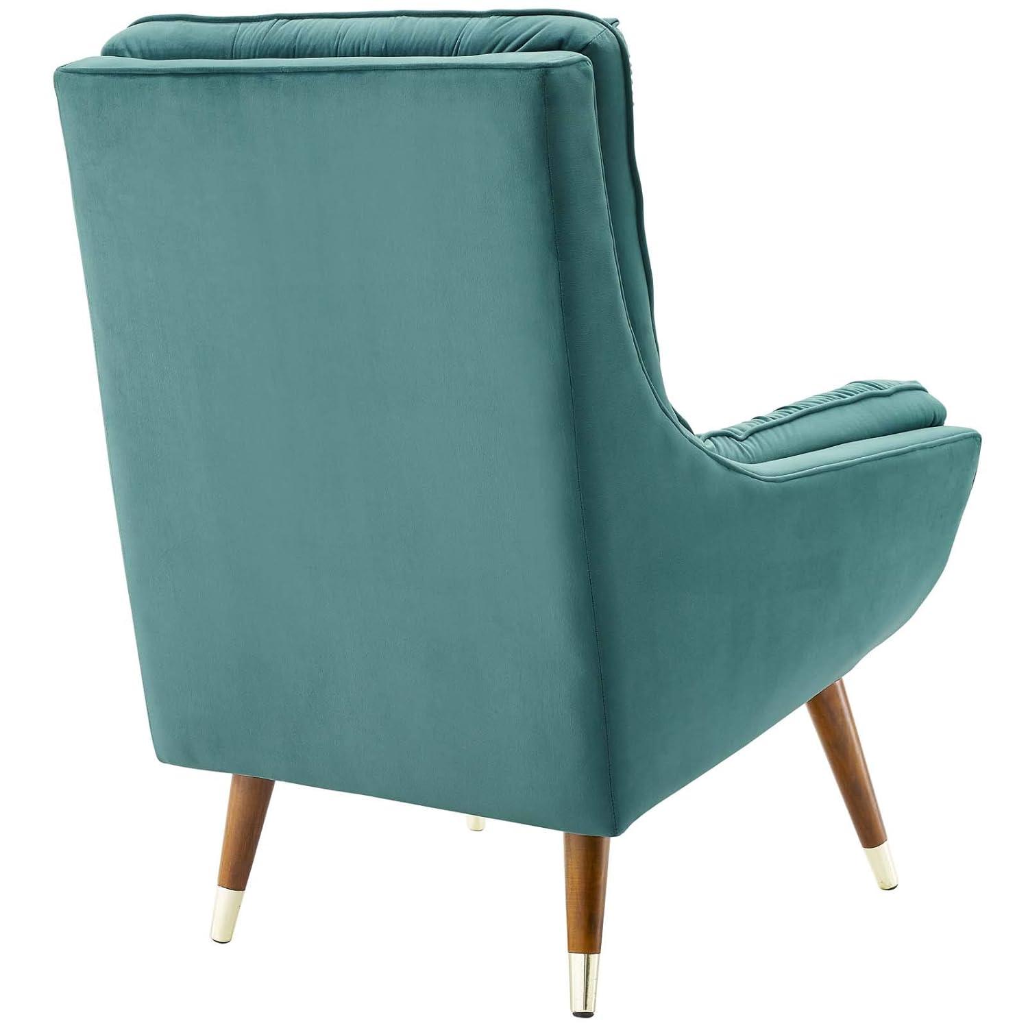 Modway Suggest Tufted Performance Velvet Lounge Chair in Teal