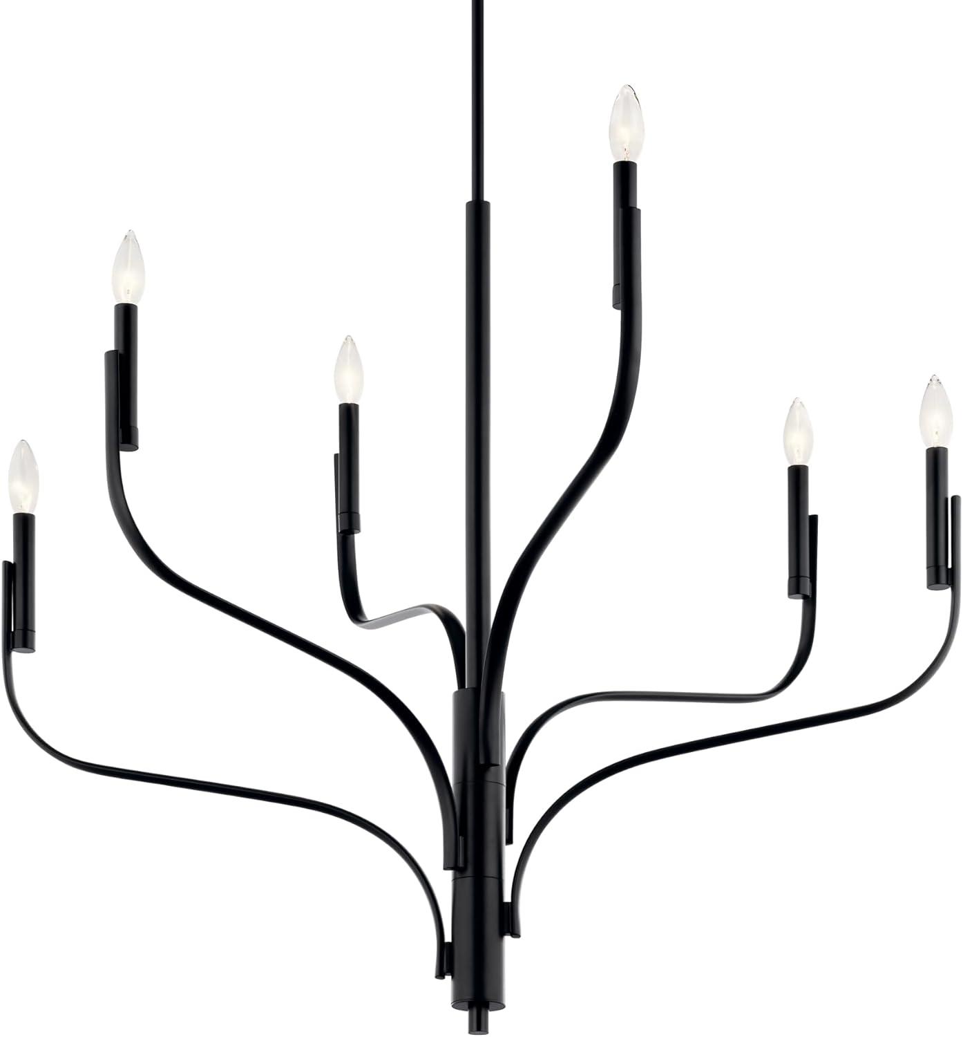 Livadia Black 6-Light Modern Candle Chandelier