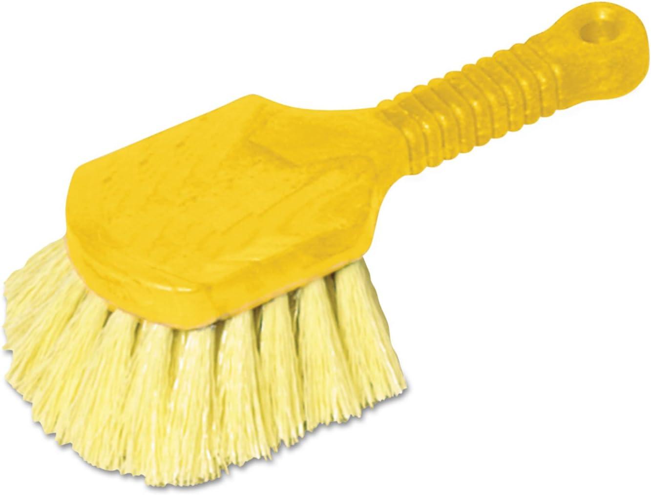 Yellow 8-Inch Plastic Handle Utility Scrub Brush