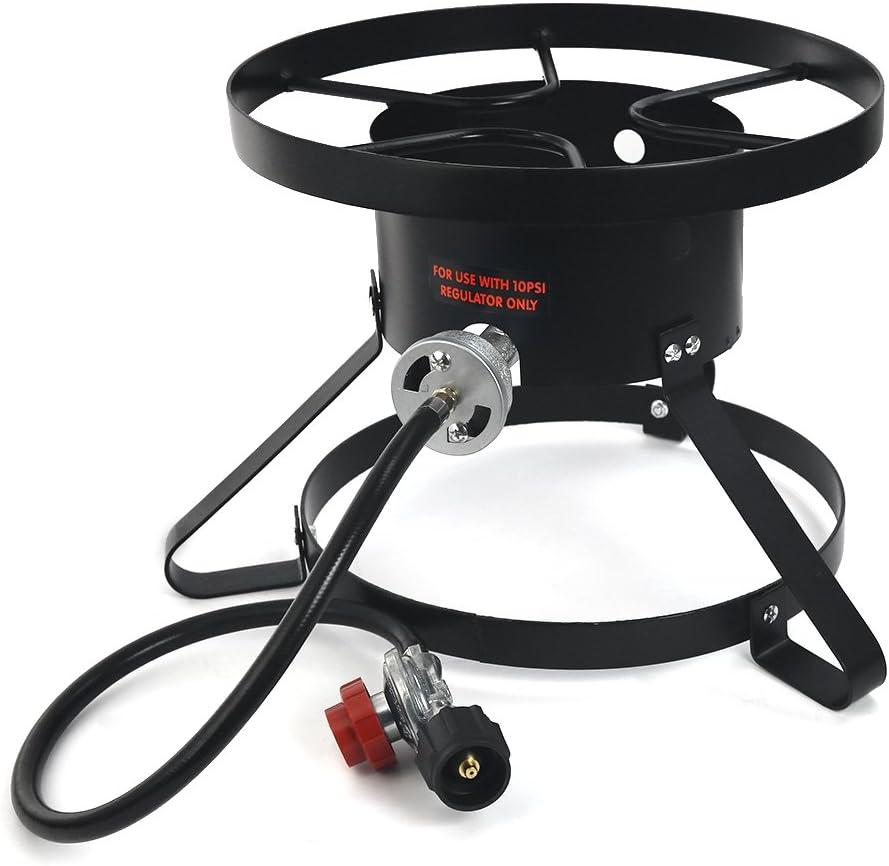 XtremepowerUS High-Pressure Outdoor Single Burner Stove Gas Propane Cooker w/ Regulator Hose Included