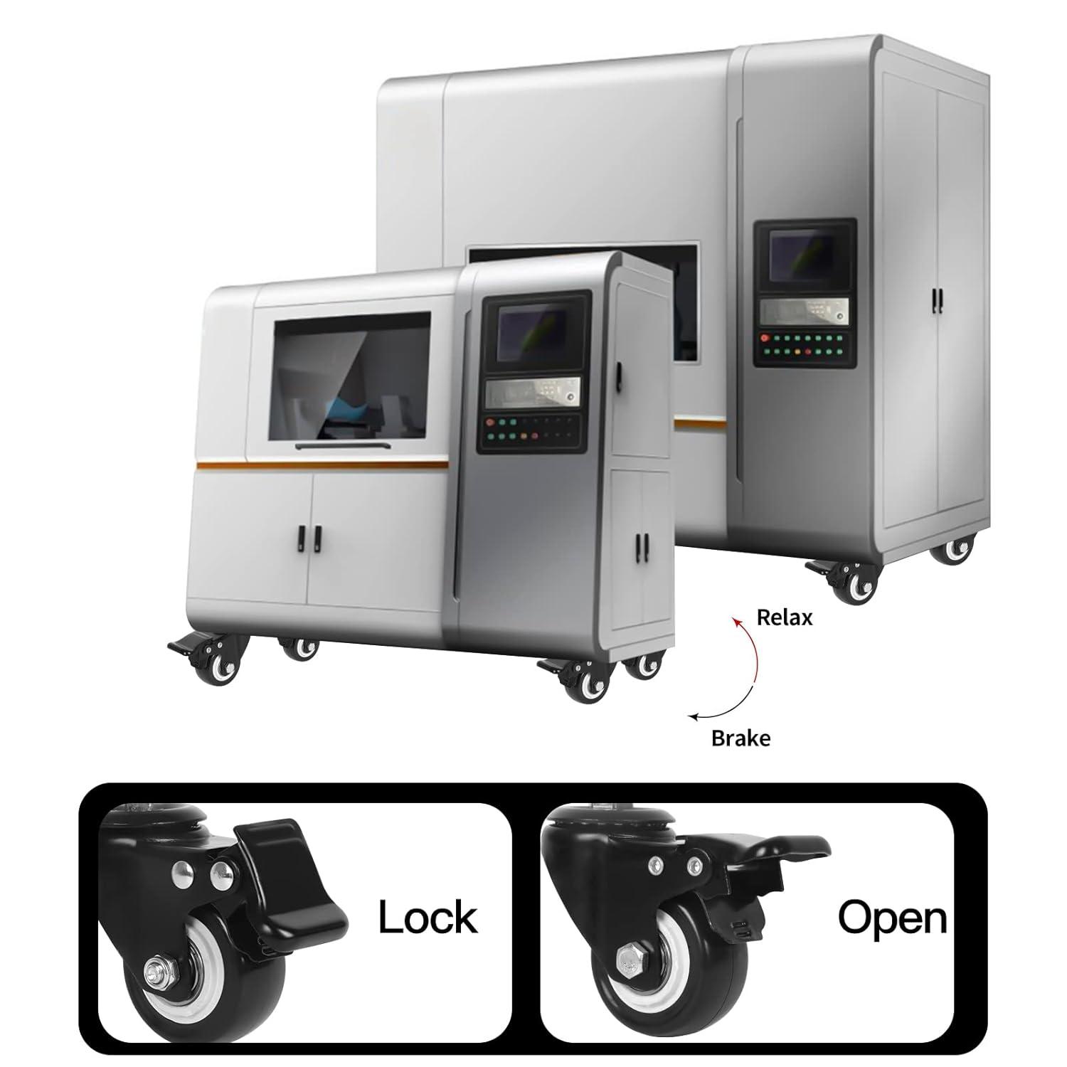 2'' Caster Wheels, Swivel Stem Casters 5/16'' - 18x1'' (Screw Diameter 5/16'', Screw Height 1'') 330Lbs Heavy Duty Threaded Casters No Noise PU Dual Locking Castors with Brake