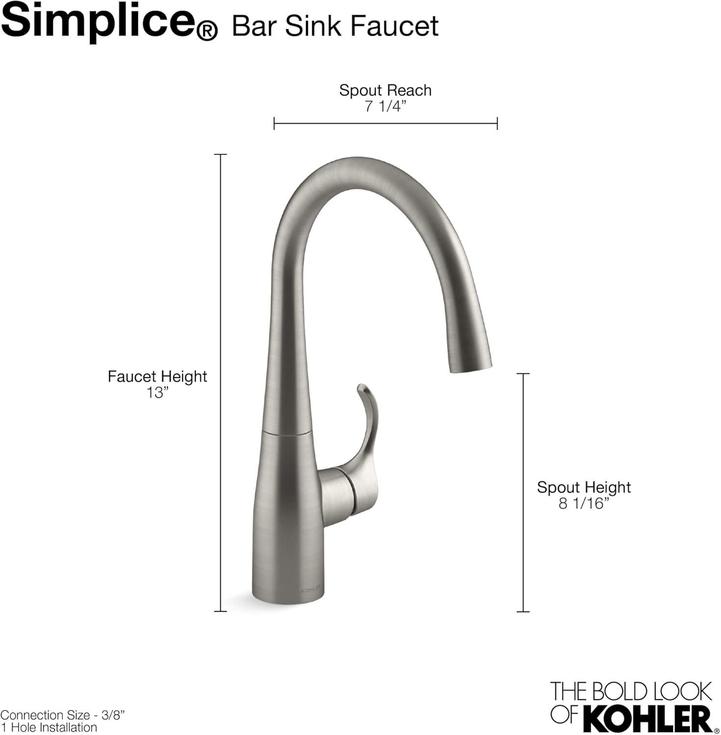 Simplice Single-Handle Bar Sink Faucet, Secondary Faucet with High-Arch Swing Spout