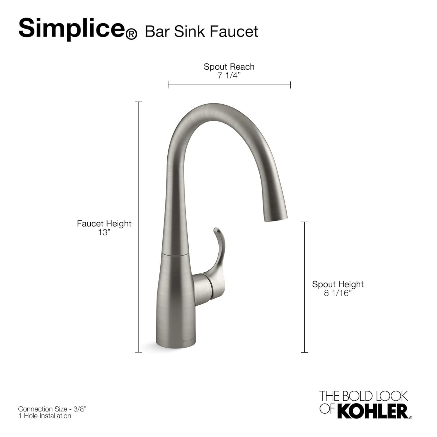 Simplice Single-Handle Bar Sink Faucet, Secondary Faucet with High-Arch Swing Spout