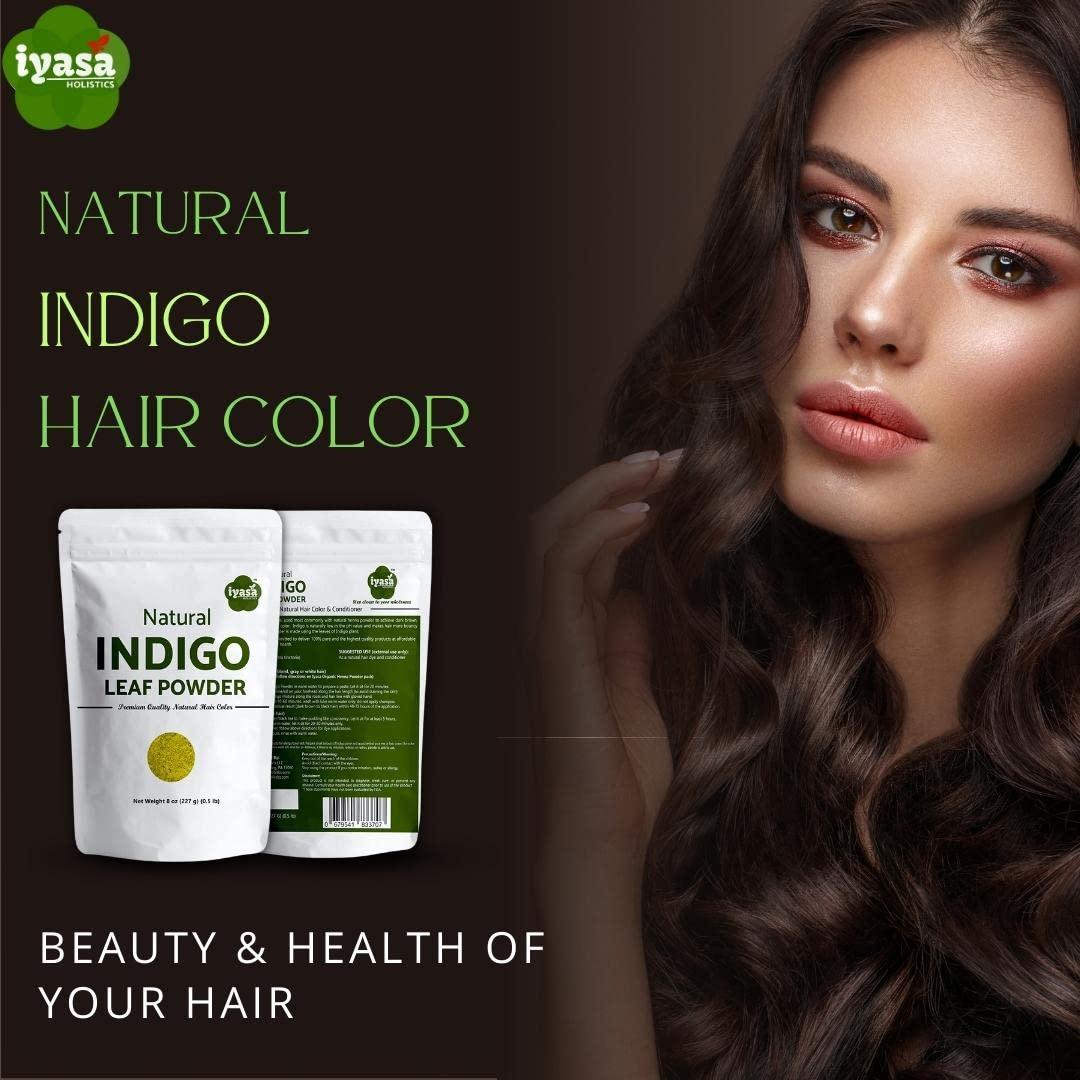 Iyasa Holistics Indigo Powder,Indigofera tinctoria, 8 oz/226 gm, Natural Hair Dye Color Henna Application