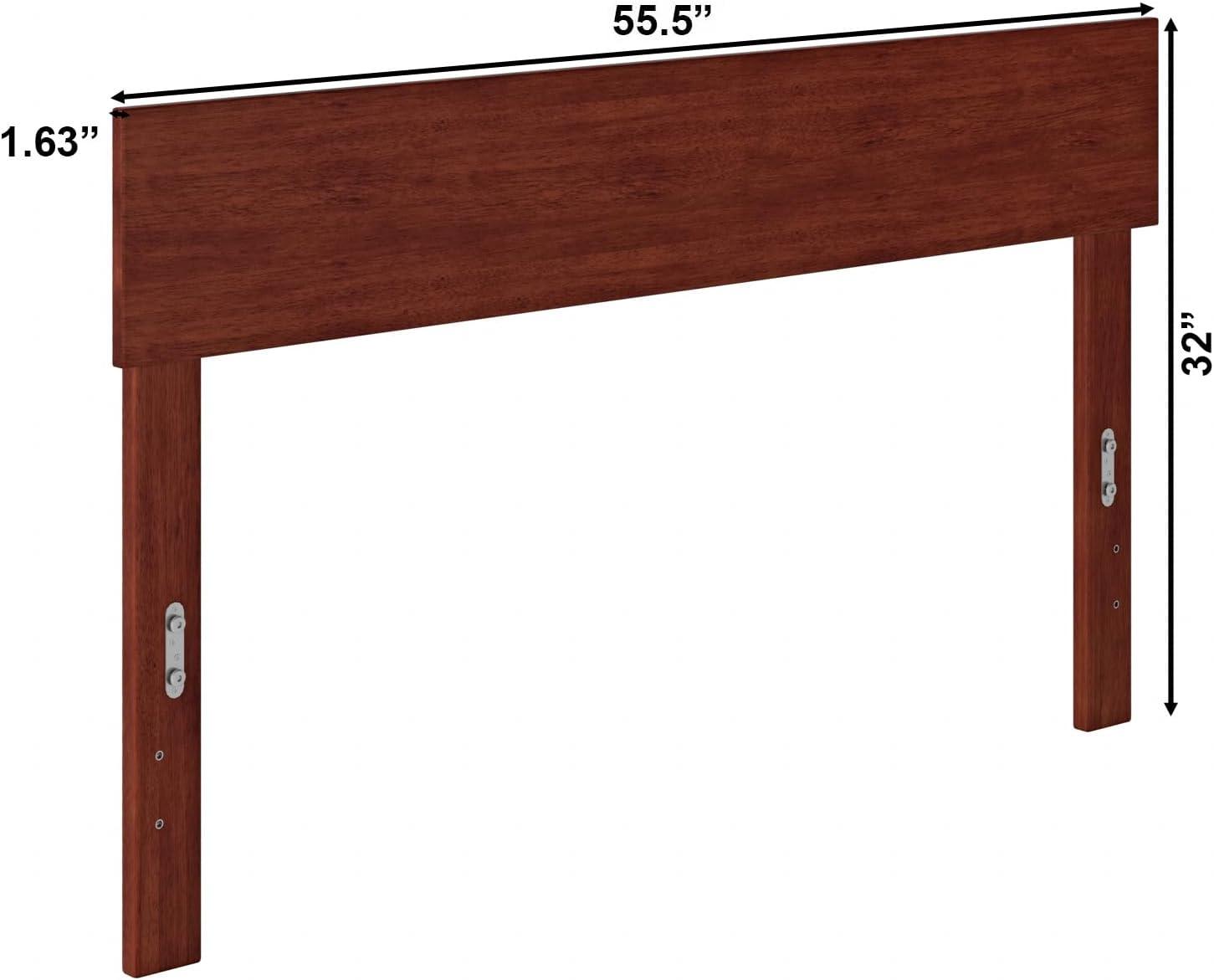 Full Boston Headboard Walnut - AFI: Satin Stained, Wood Frame Mounted, USB Charging Port, 32" Height