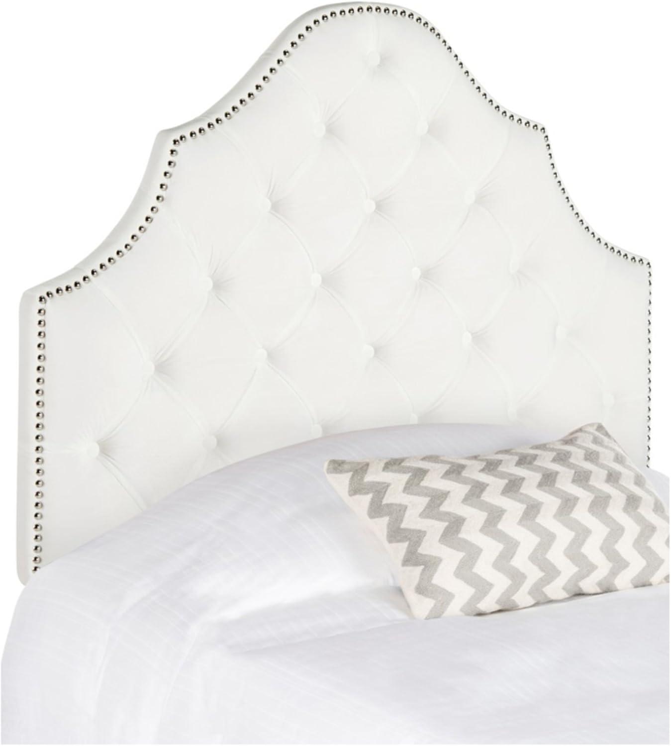 SAFAVIEH Arebelle Rustic Glam Tufted Headboard with Nail Heads, King, Chocolate