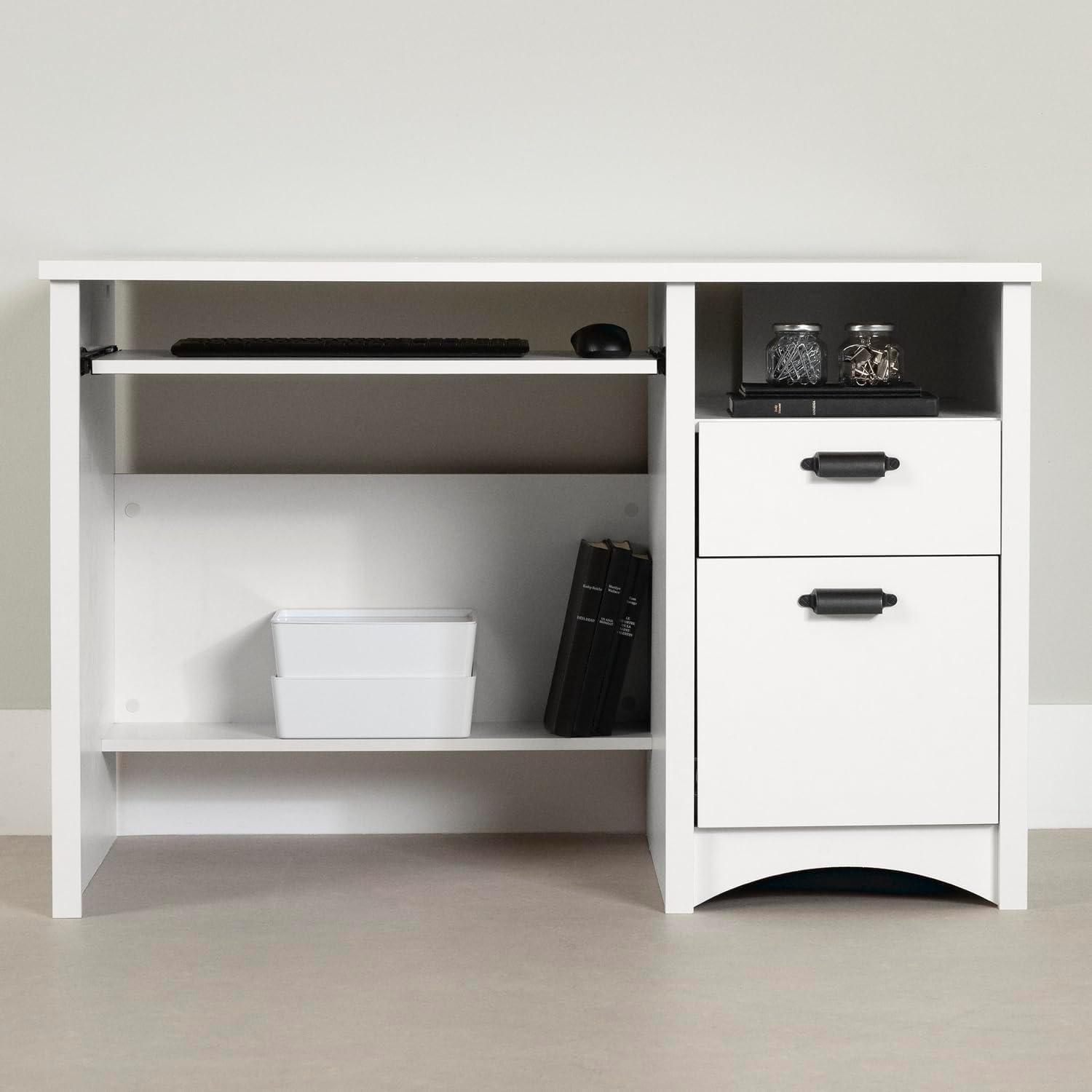 Gascony Wood Computer Desk with Drawers Pure White - South Shore