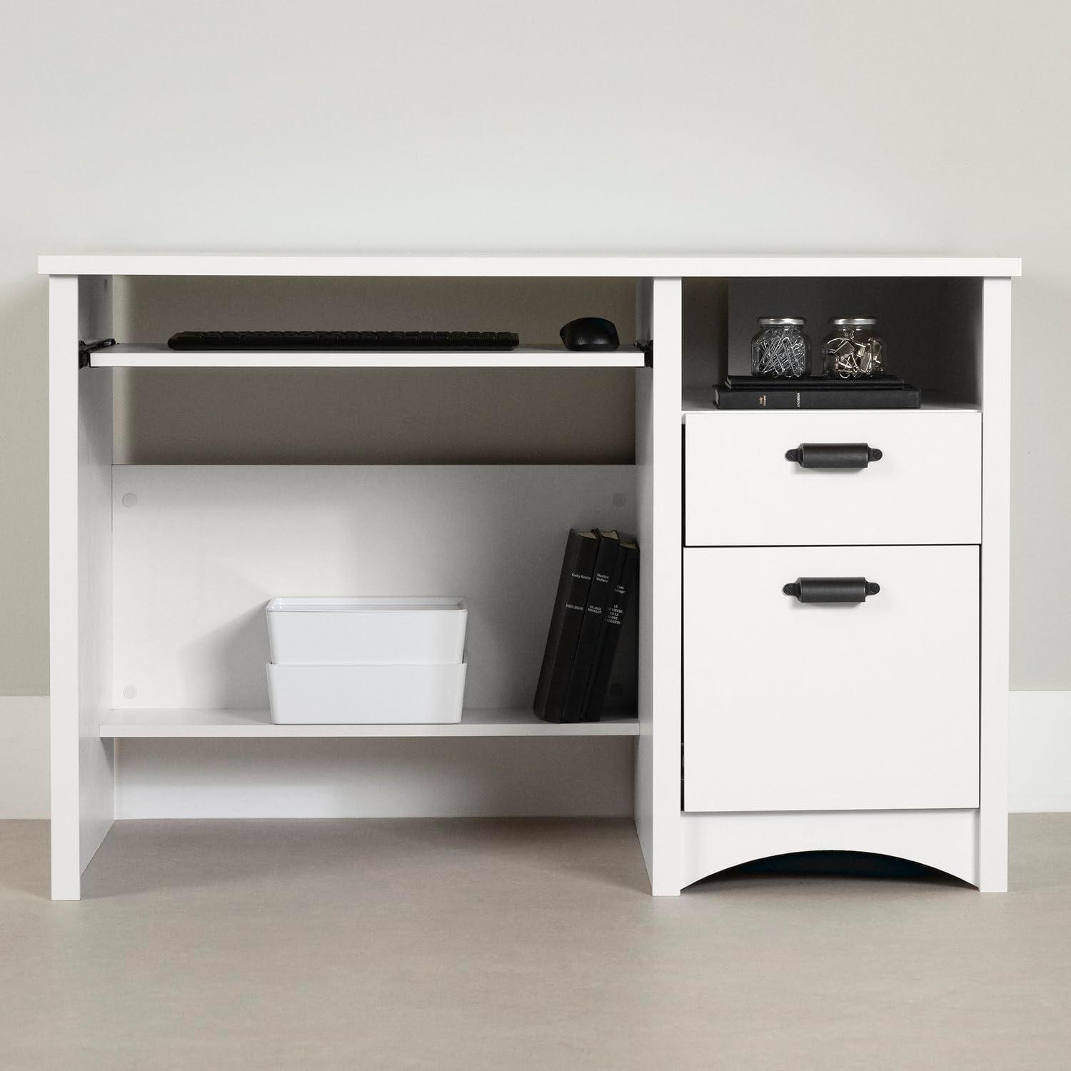 Gascony Wood Computer Desk with Drawers Pure White - South Shore