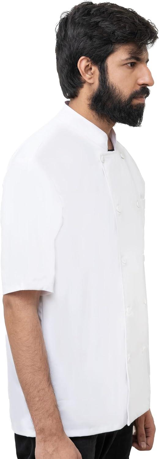 Men's White Short Sleeve Button Chef Coat