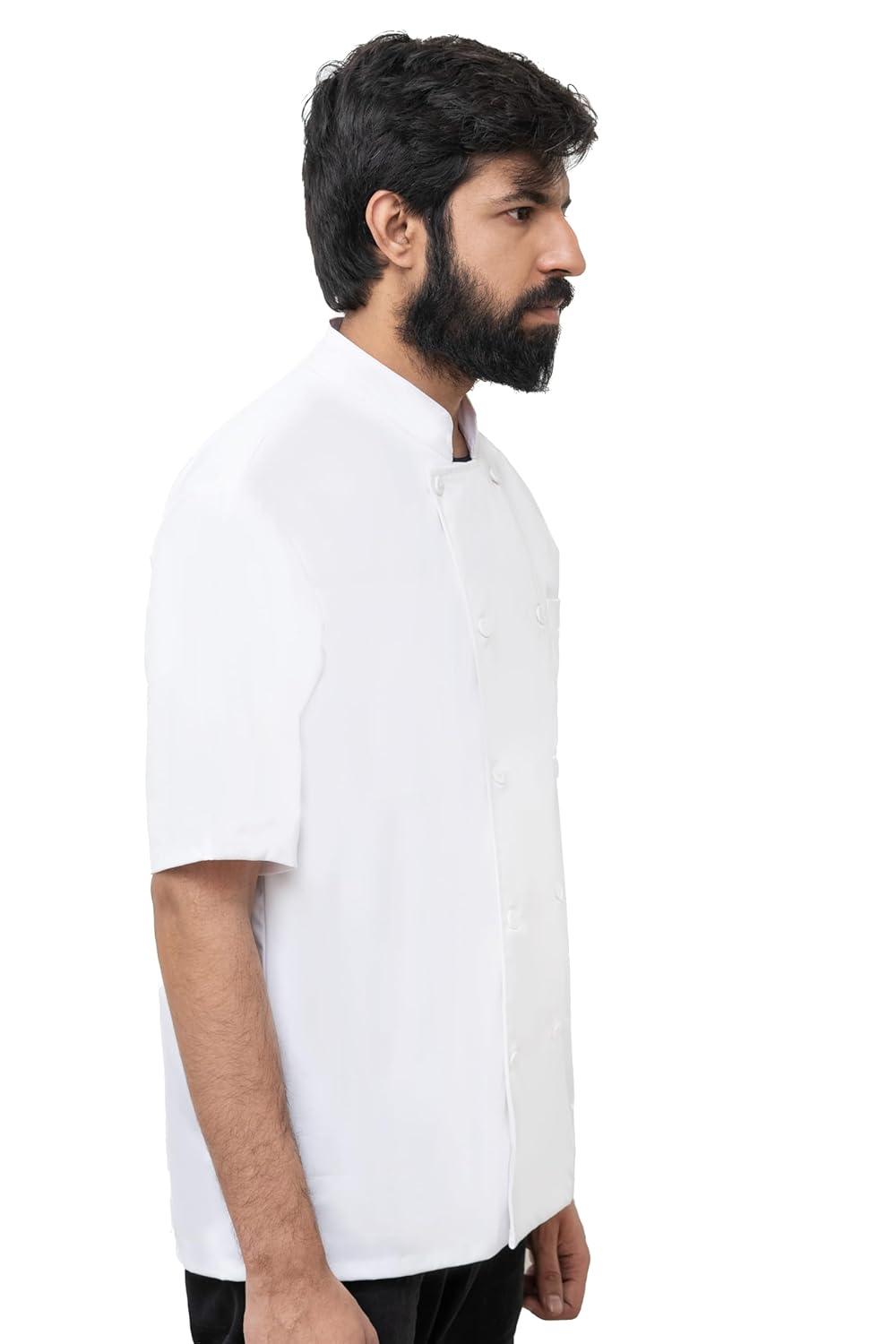Men's White Short Sleeve Button Chef Coat