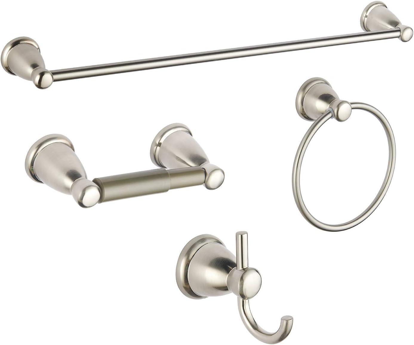 Brushed Nickel Wall Mounted 4-Piece Bathroom Hardware Set