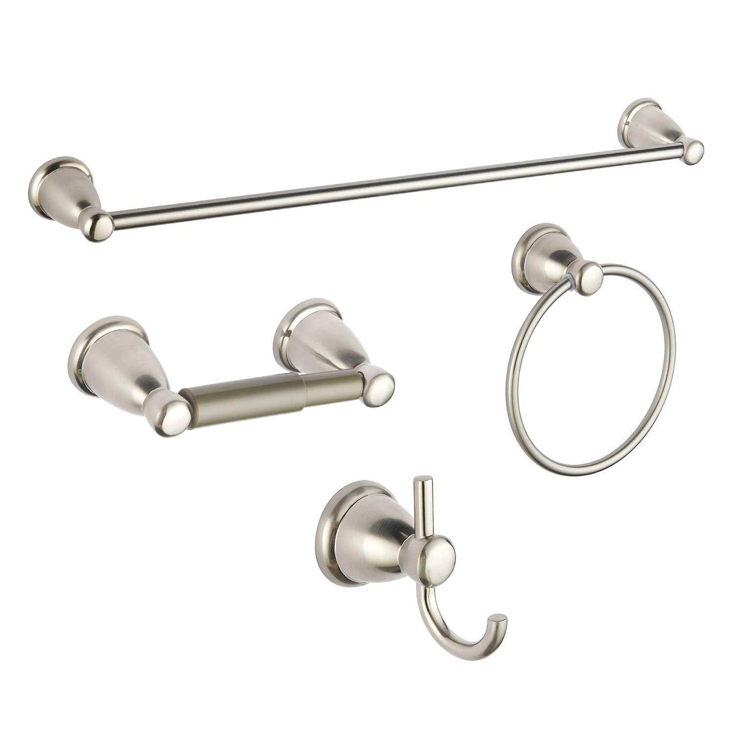 BGL Bathroom Hardware Set, Brushed Nickel Adjustable Expandable Towel Bar 4-Piece Bathroom Accessory Set Wall Mounted