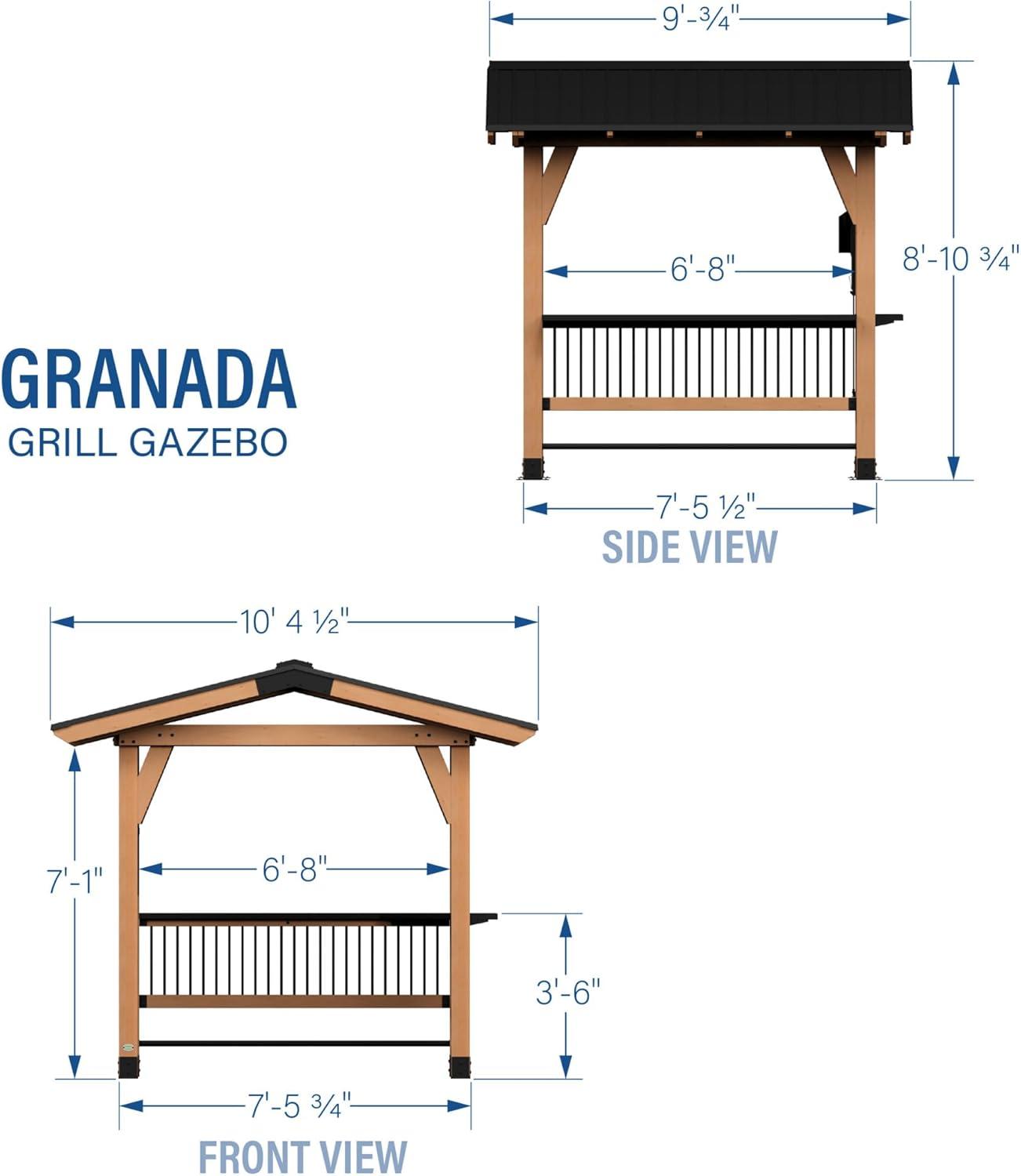 Granada Cedar and Steel Grill Gazebo with Outdoor Bar