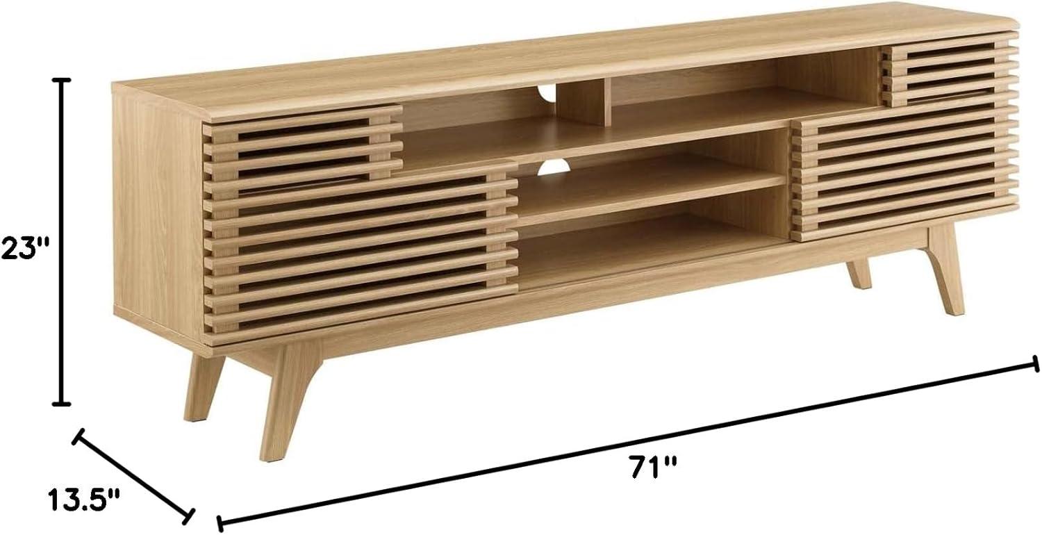 Render Media Console TV Stand for TVs up to 80" Brown - Modway: Mid-Century Modern, Adjustable Shelves, Cable Management