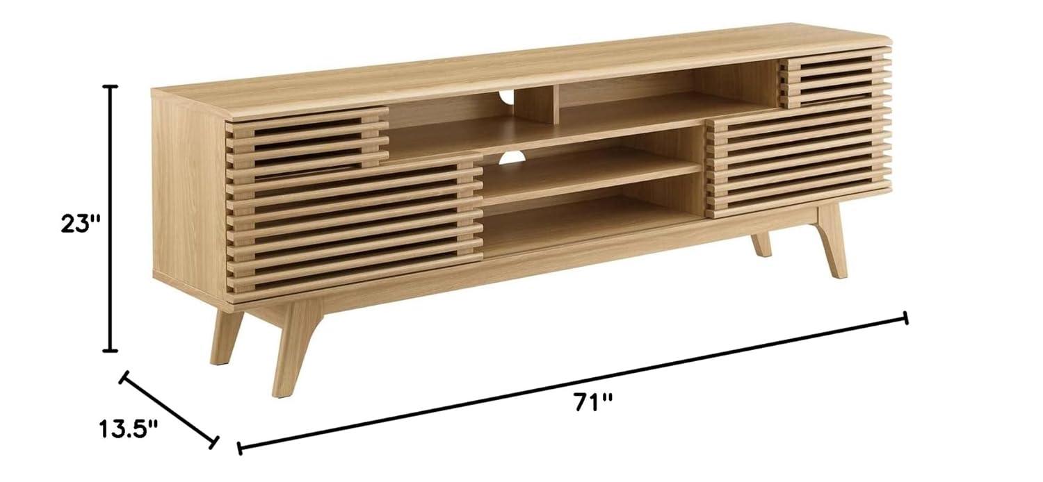 Render Media Console TV Stand for TVs up to 80" Brown - Modway: Mid-Century Modern, Adjustable Shelves, Cable Management