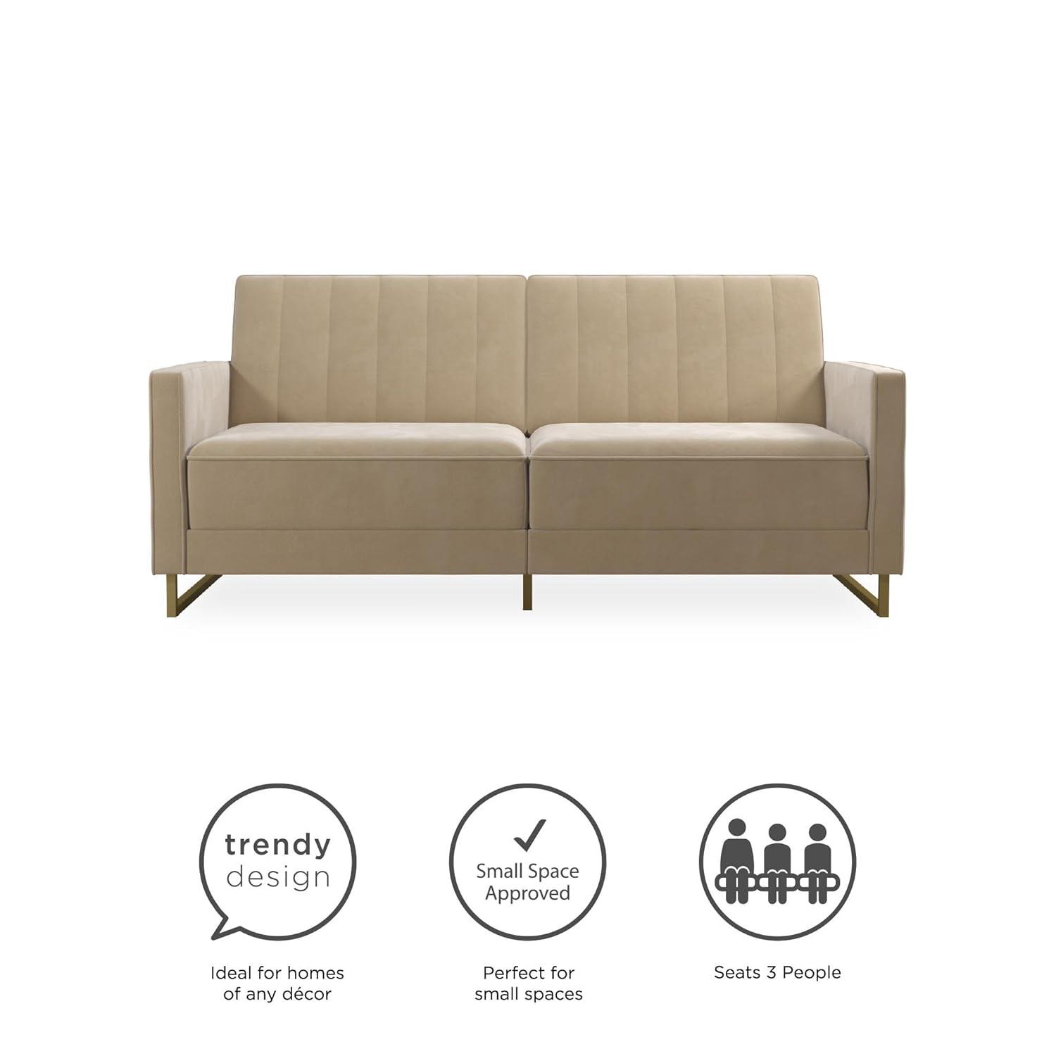 Skylar Full / Double 77'' Velvet Tufted Convertible Sofa