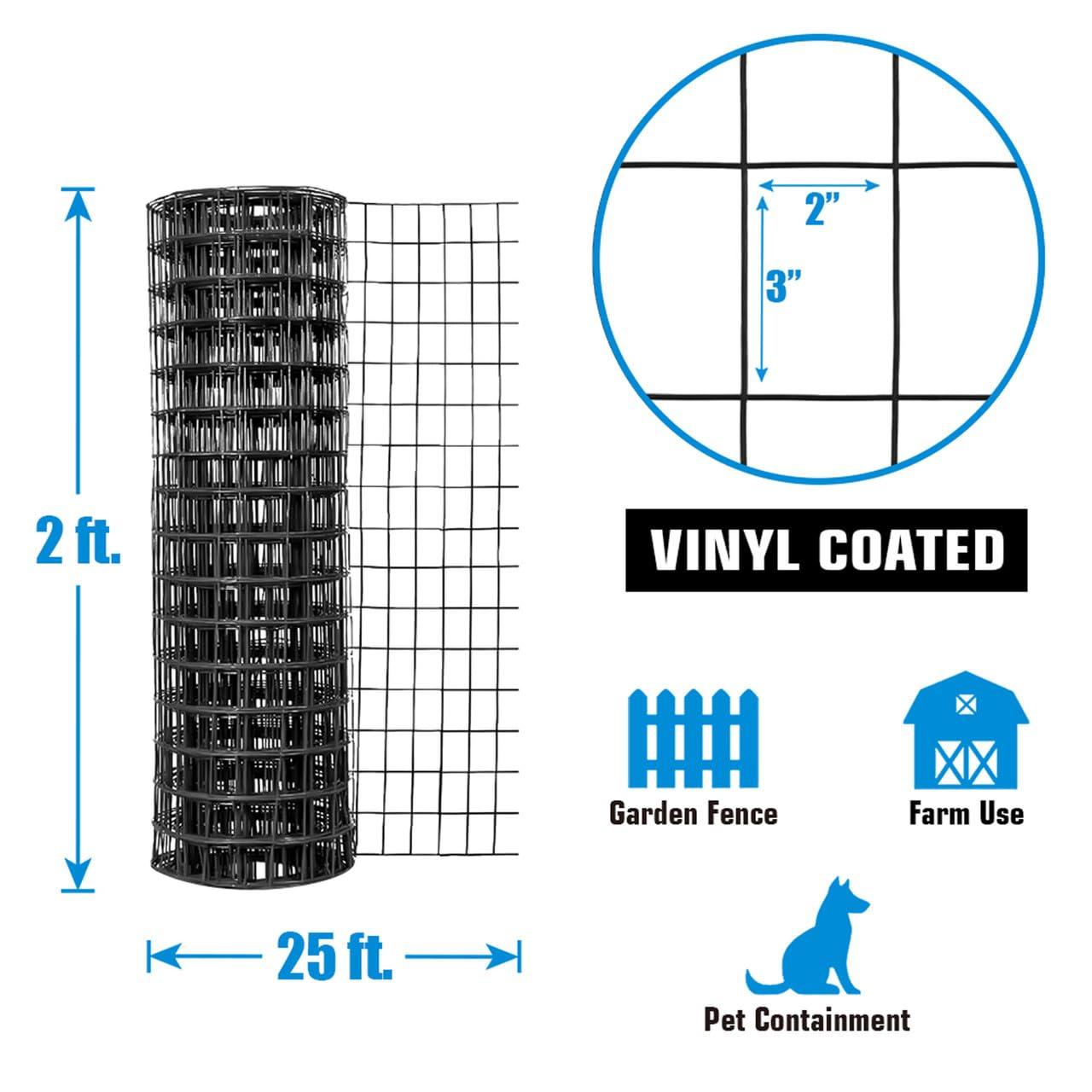 Fencer Wire Fencer Wire Vinyl Coated 16 Gauge Welded Fence Wire Roll, Mesh Size 2-Inch x 3-Inch